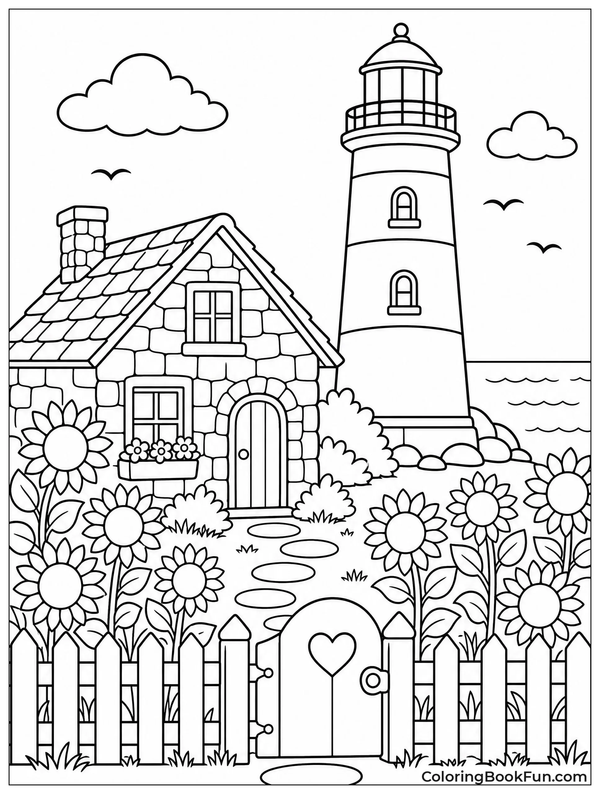 Cottage Garden Next to Lighthouse