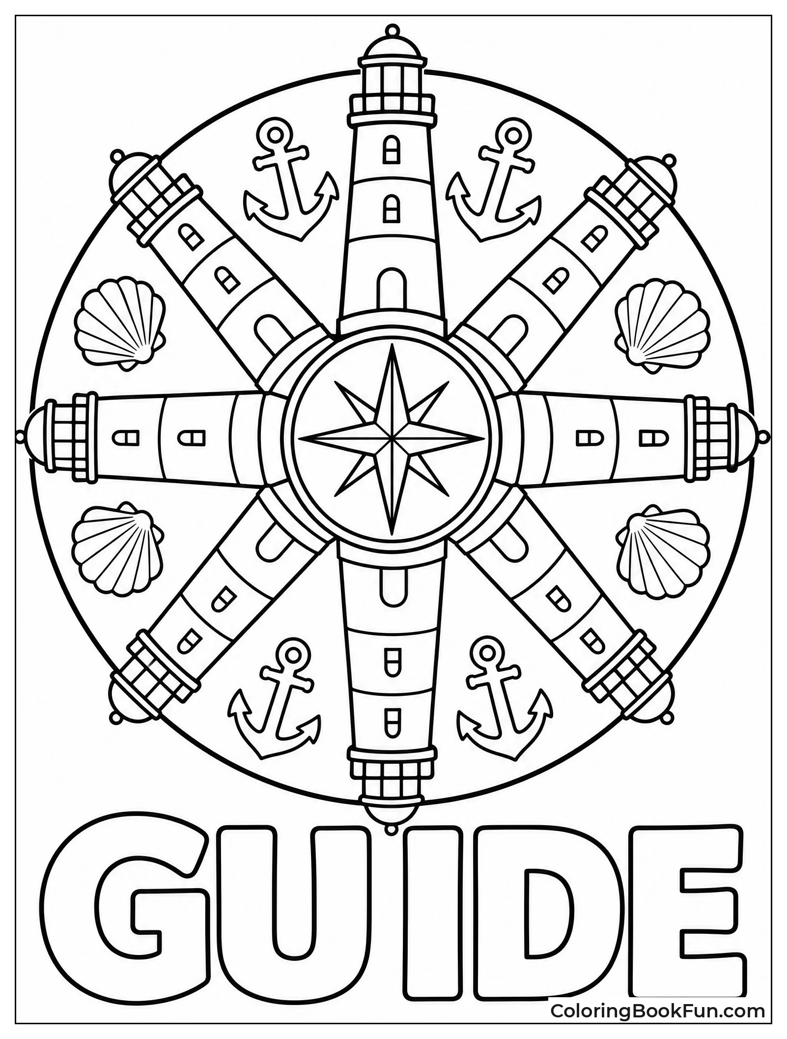 Mandala With Lighthouses and Anchors