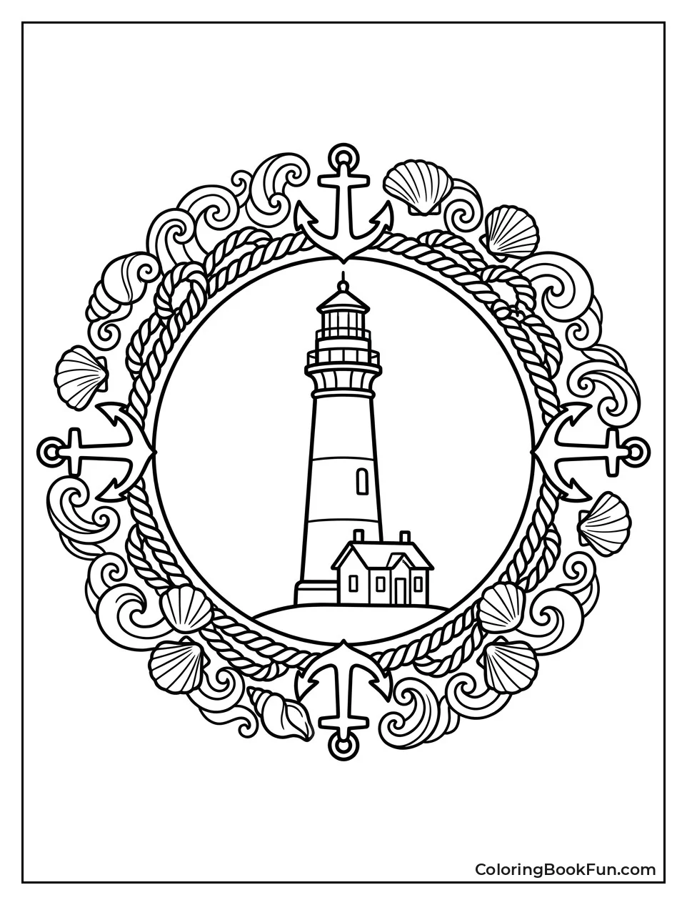 Wreath Border With Lighthouse
