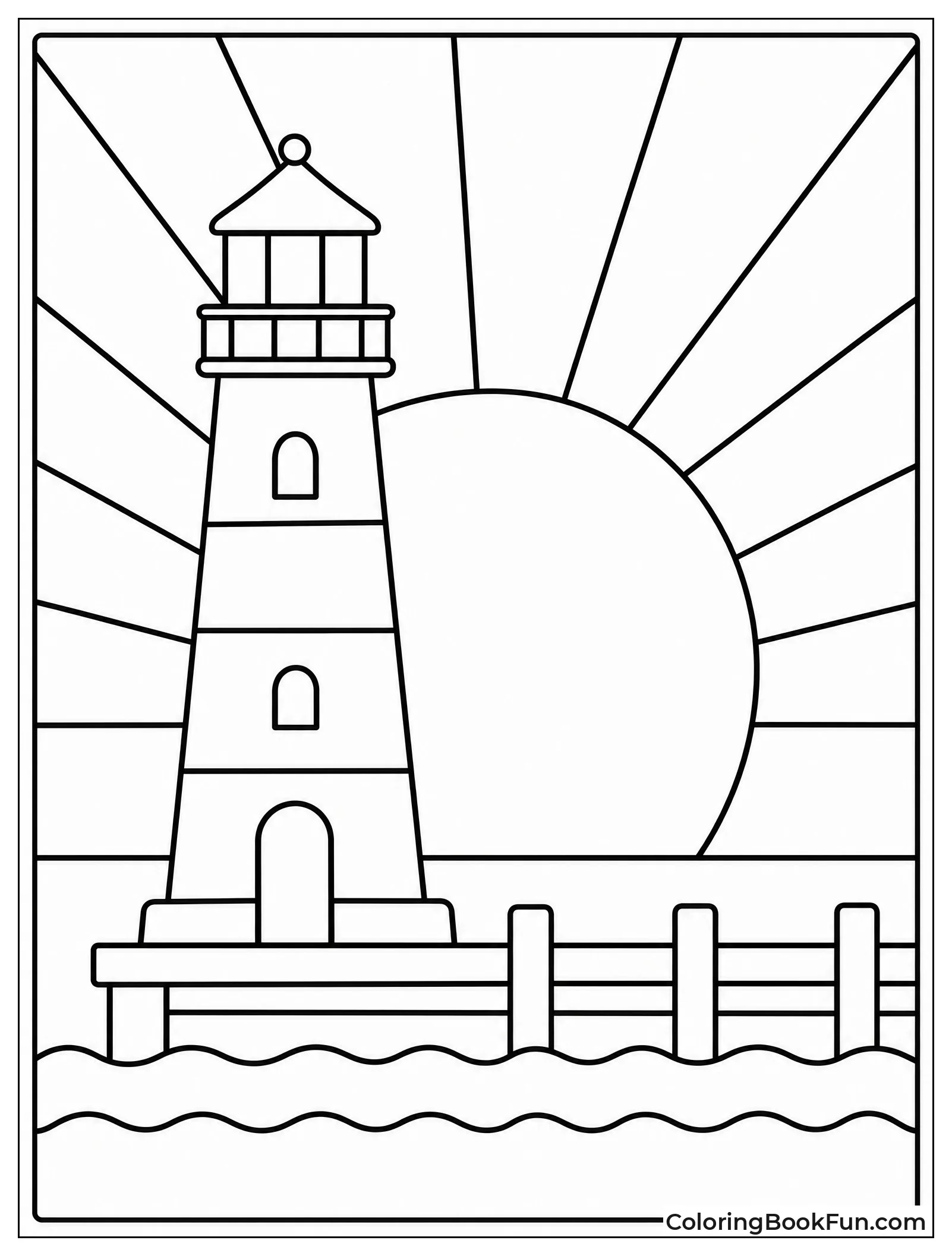 Lighthouse Silhouette Against Setting Sun