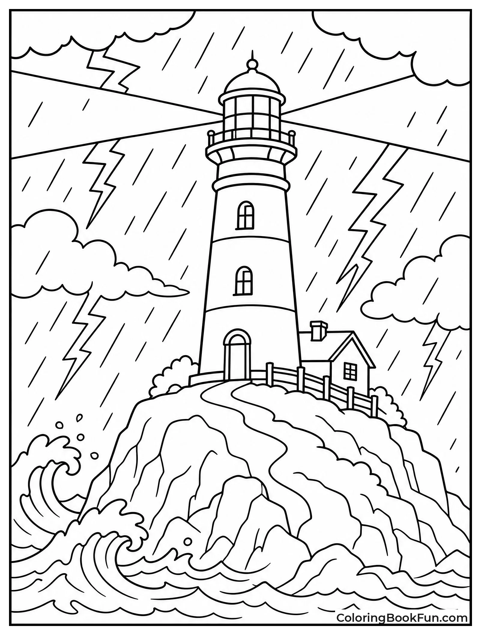 Lighthouse During Fierce Thunderstorm