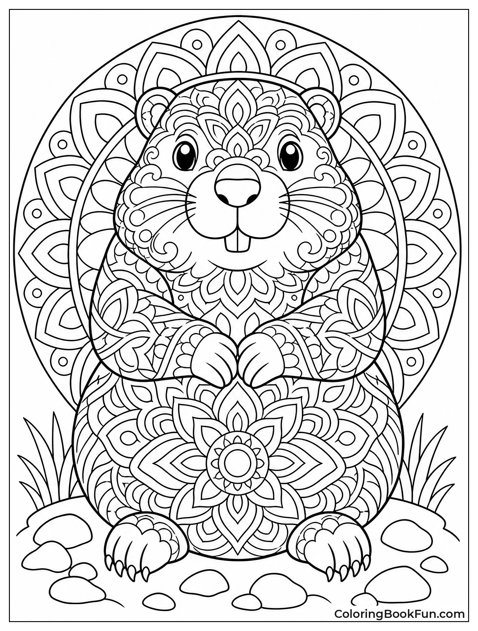 Mandala Groundhog with Pretty Patterns