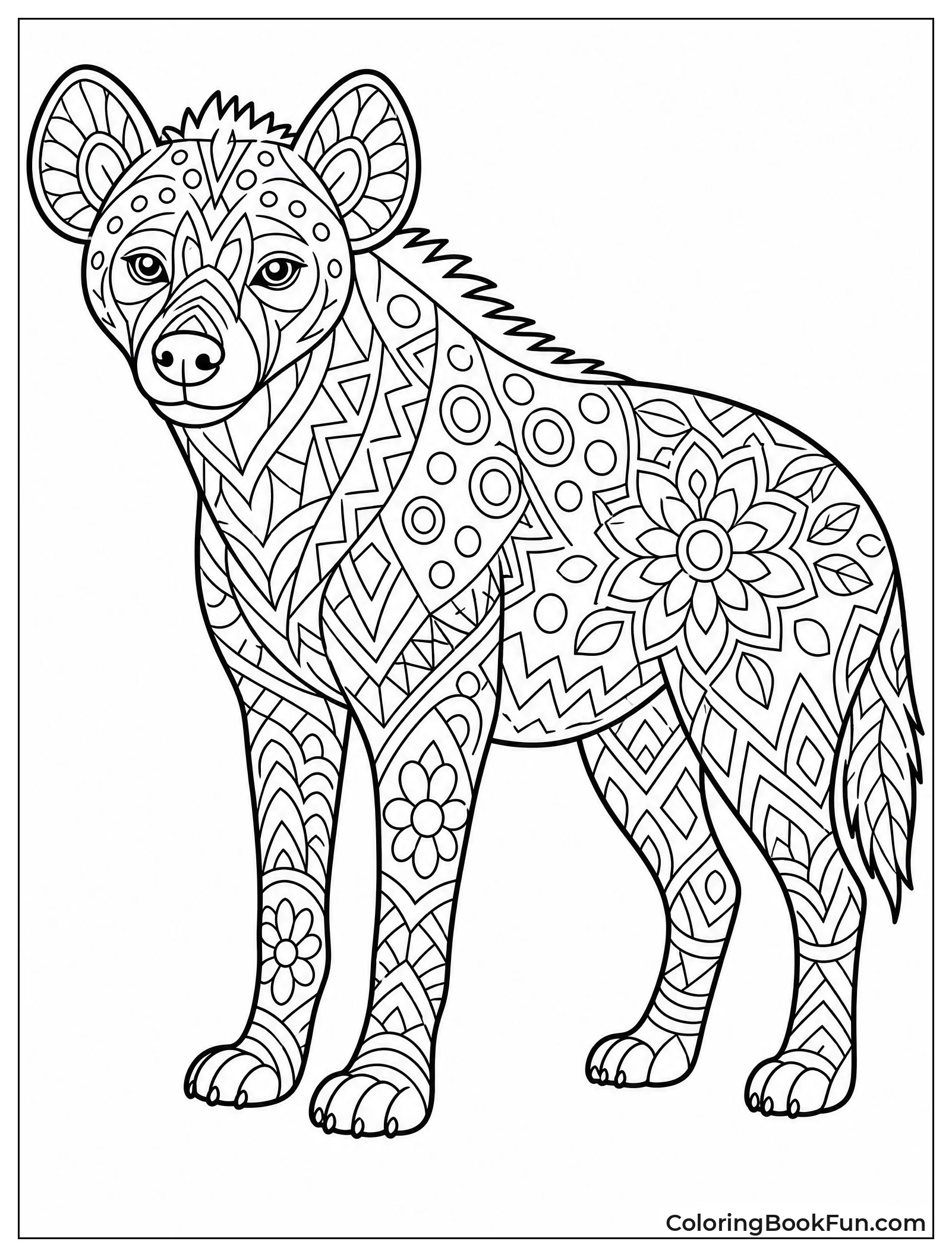 Hyena Silhouette with Mandala Patterns