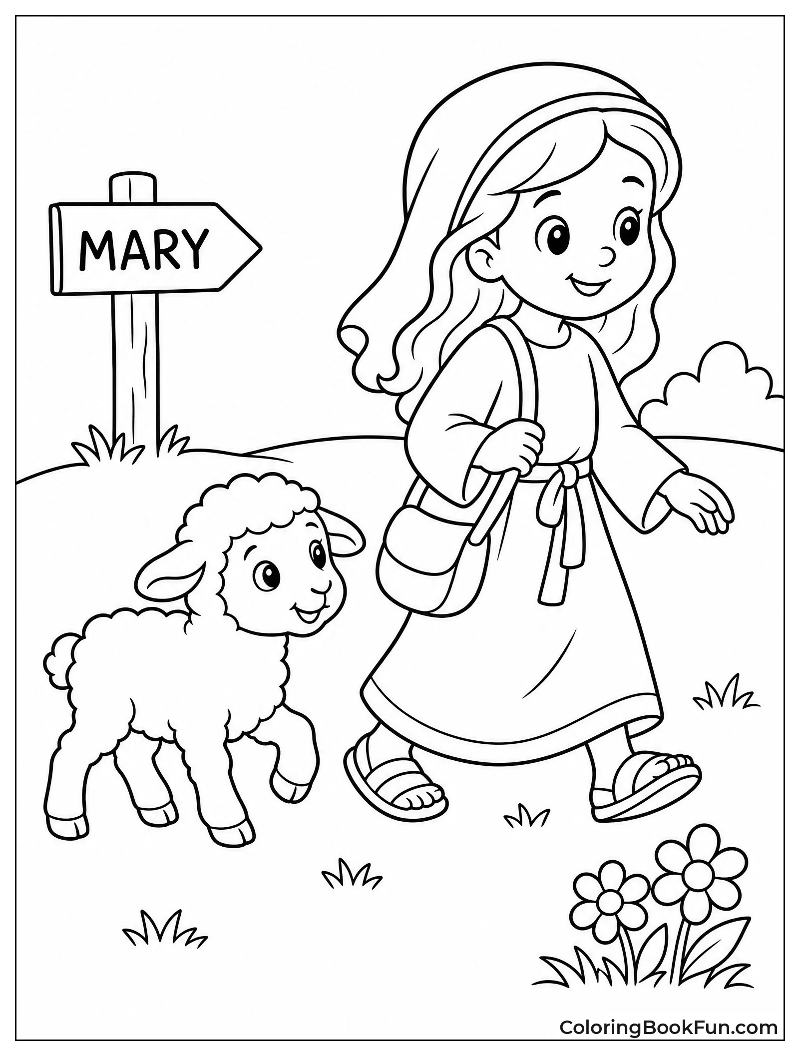 Mary Walking with Her Lamb