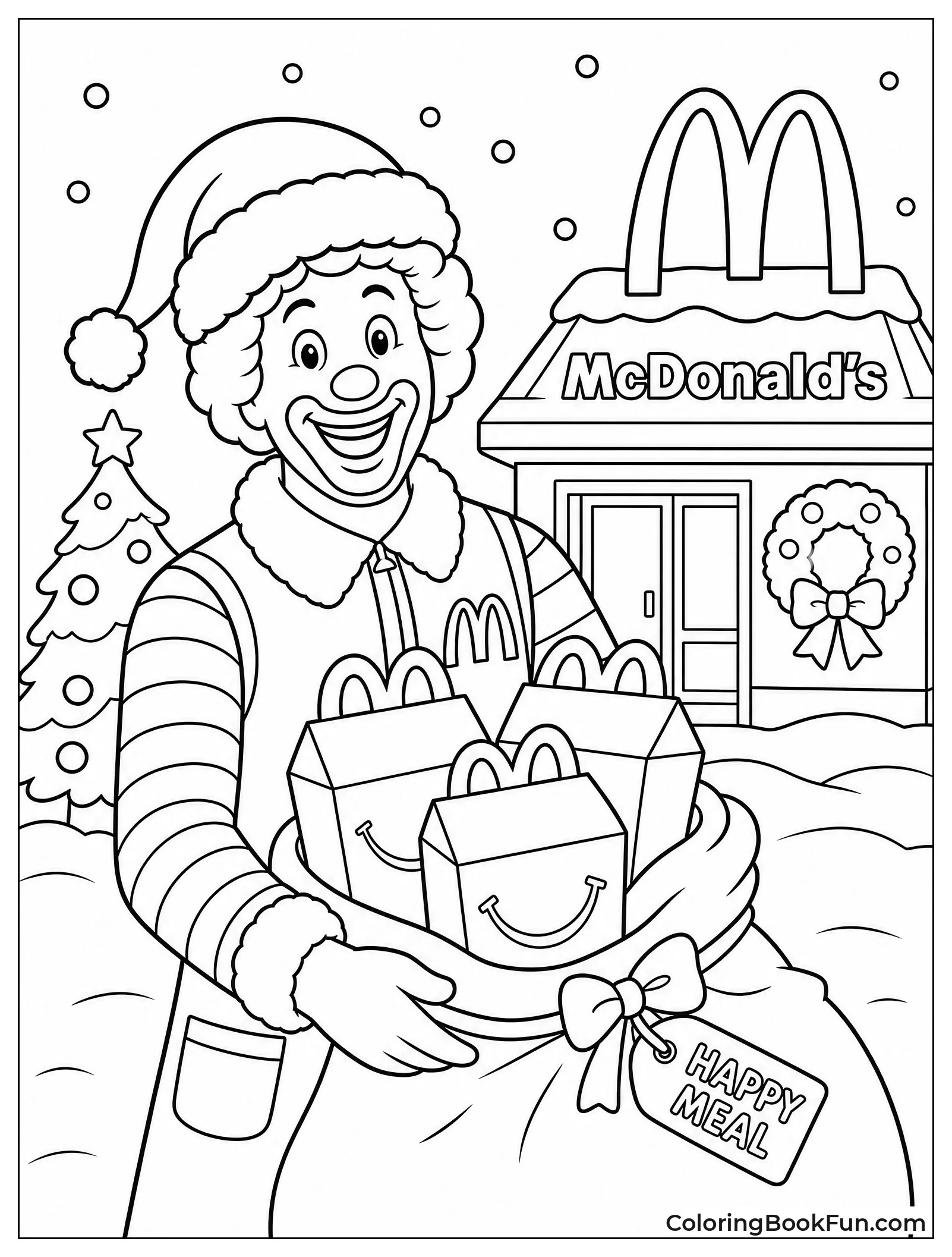 Ronald Delivers Gifts in Snow