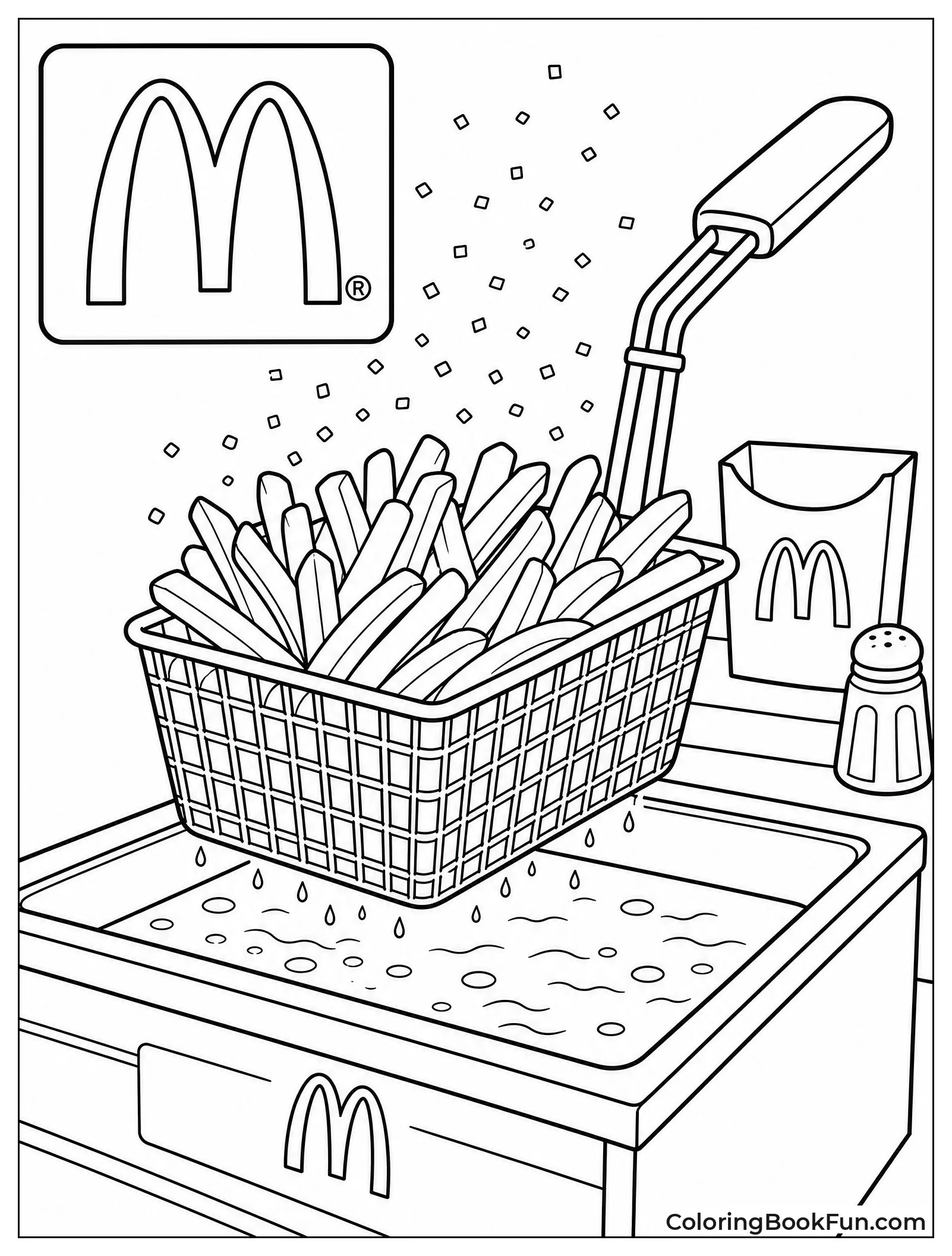 Basket Lifts Fries from Fryer