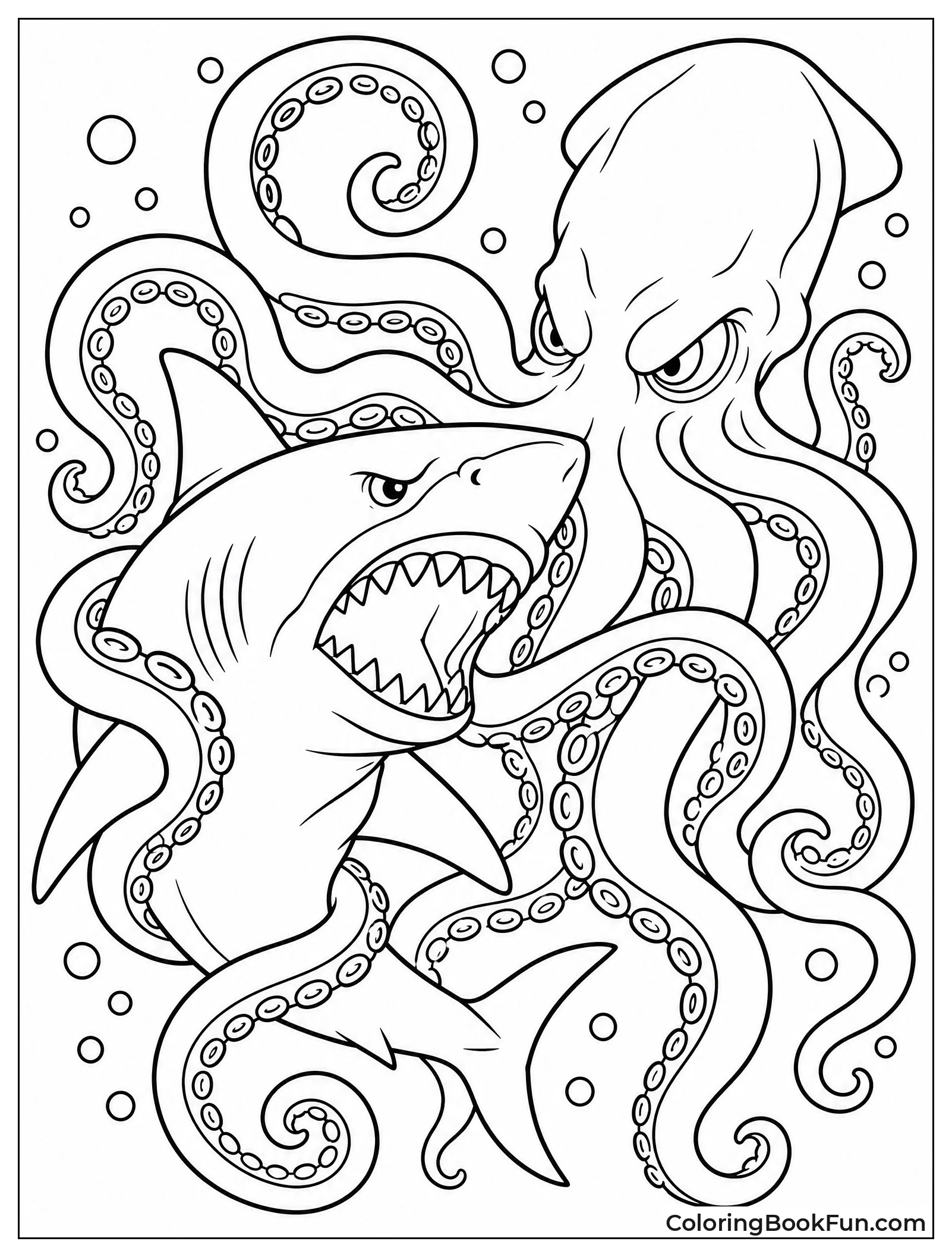 Megalodon Fights Kraken Underwater