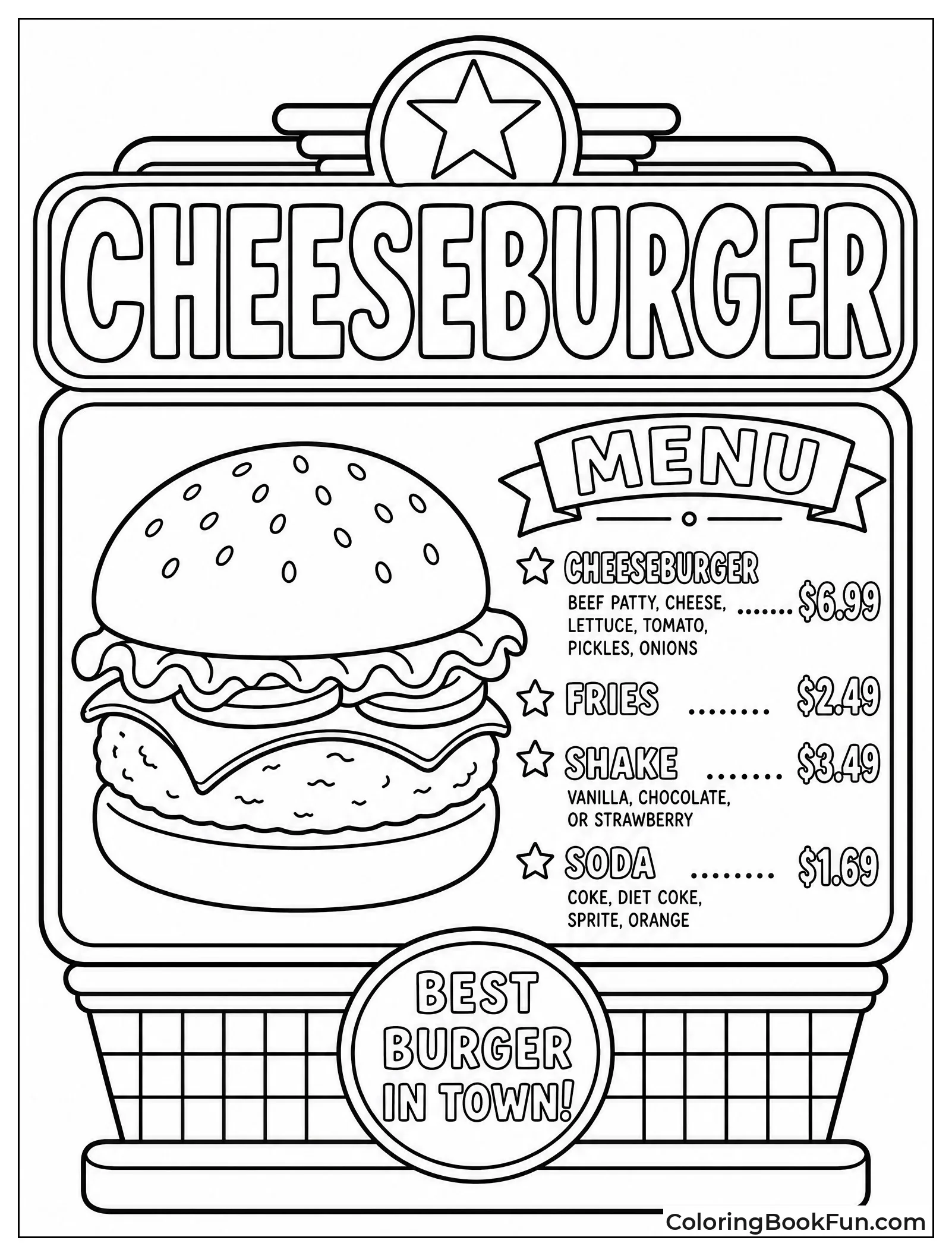 Burger on Retro Diner Menu
