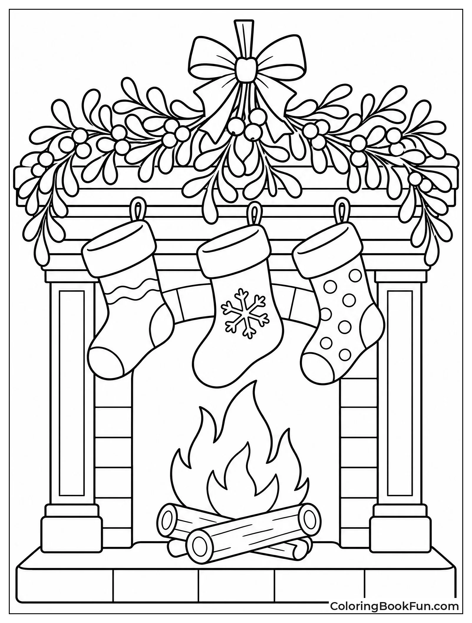 Mistletoe Garland on Fireplace Mantel