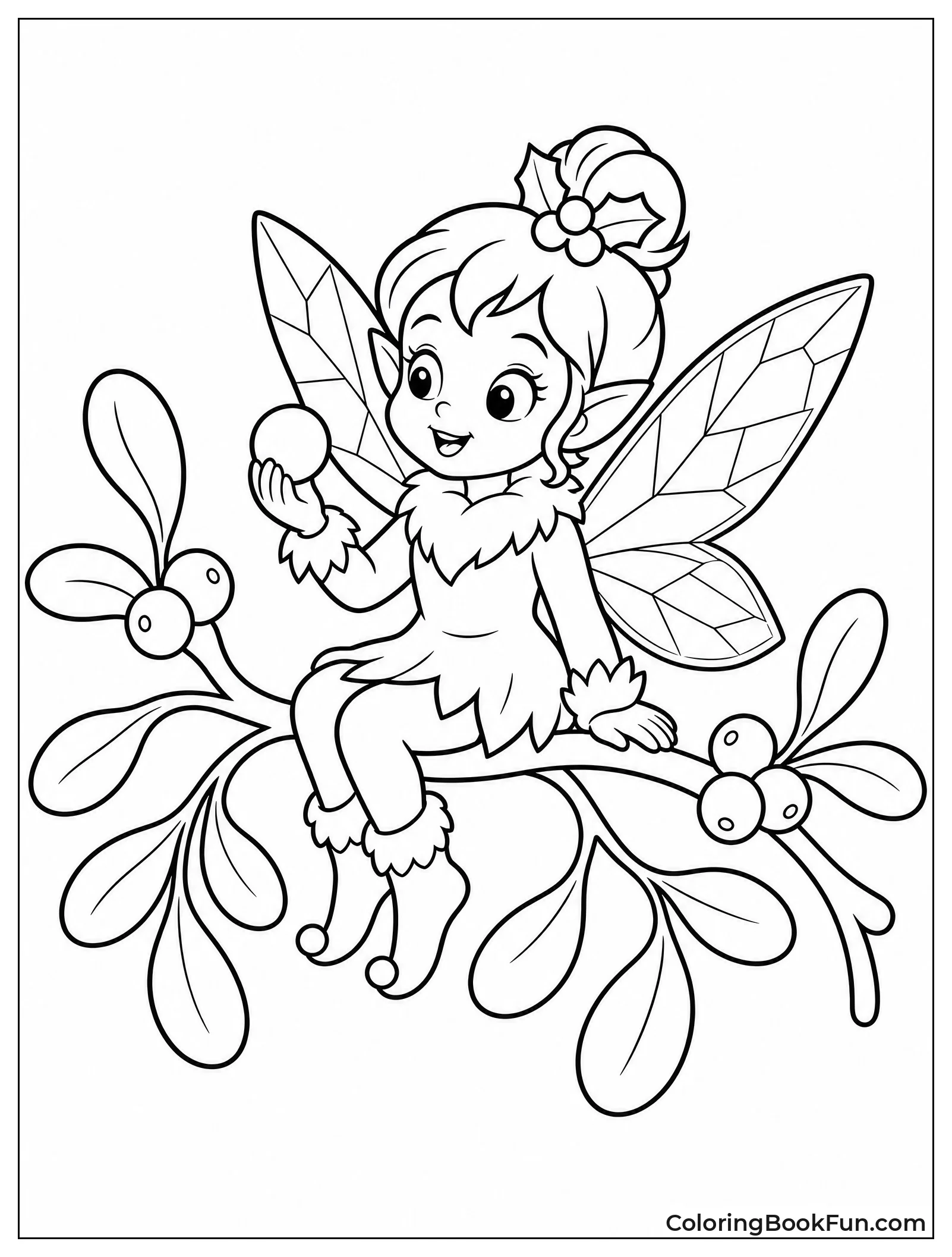 Fairy Sitting on Mistletoe Branch