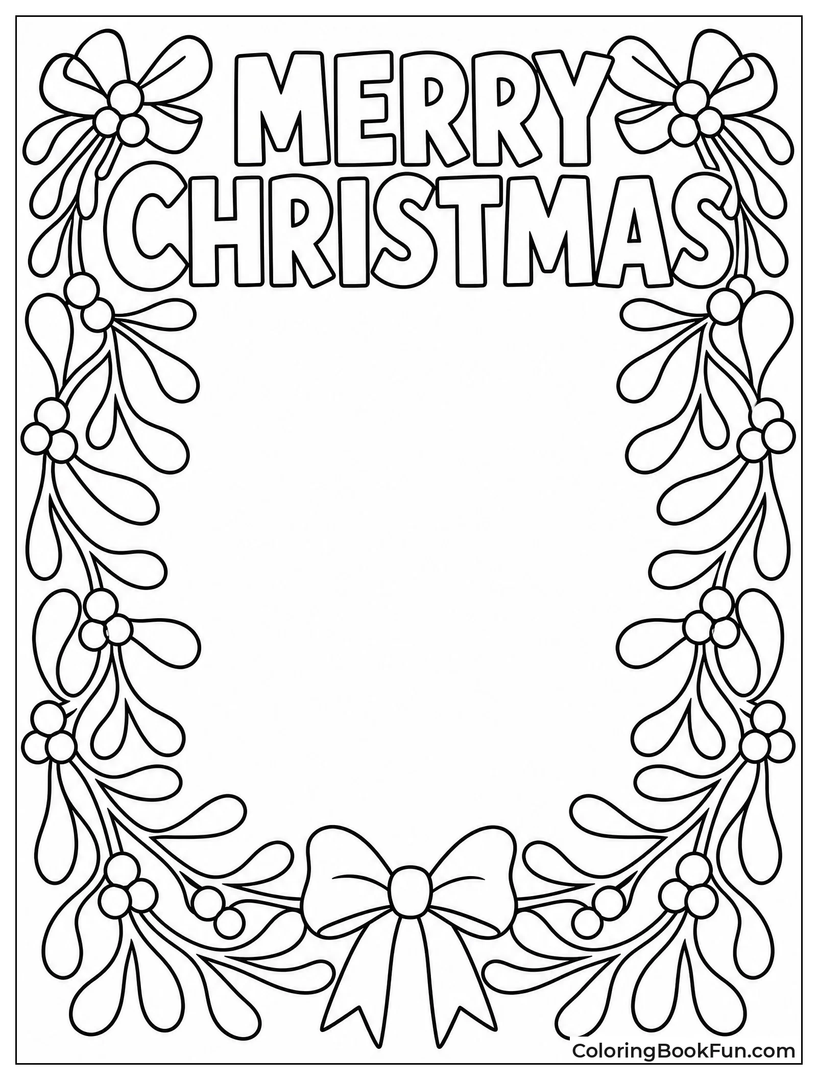 Mistletoe Frame around Merry Christmas