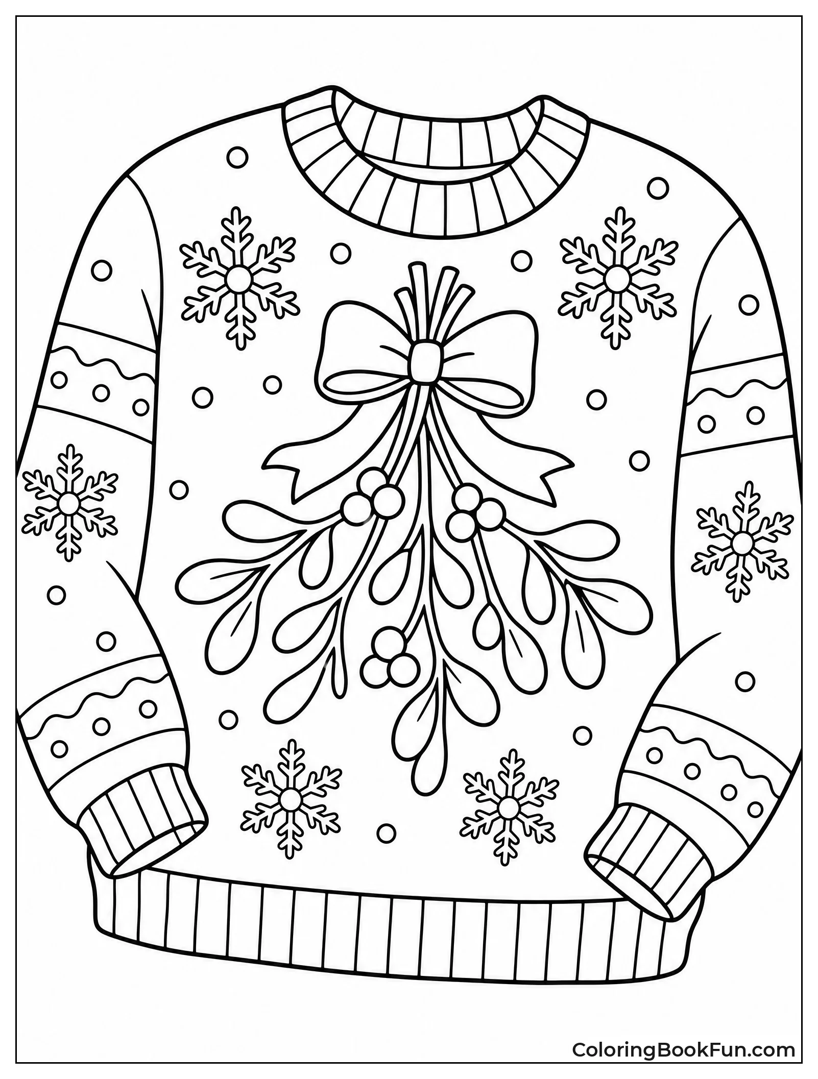 Cozy Sweater with Mistletoe Pattern