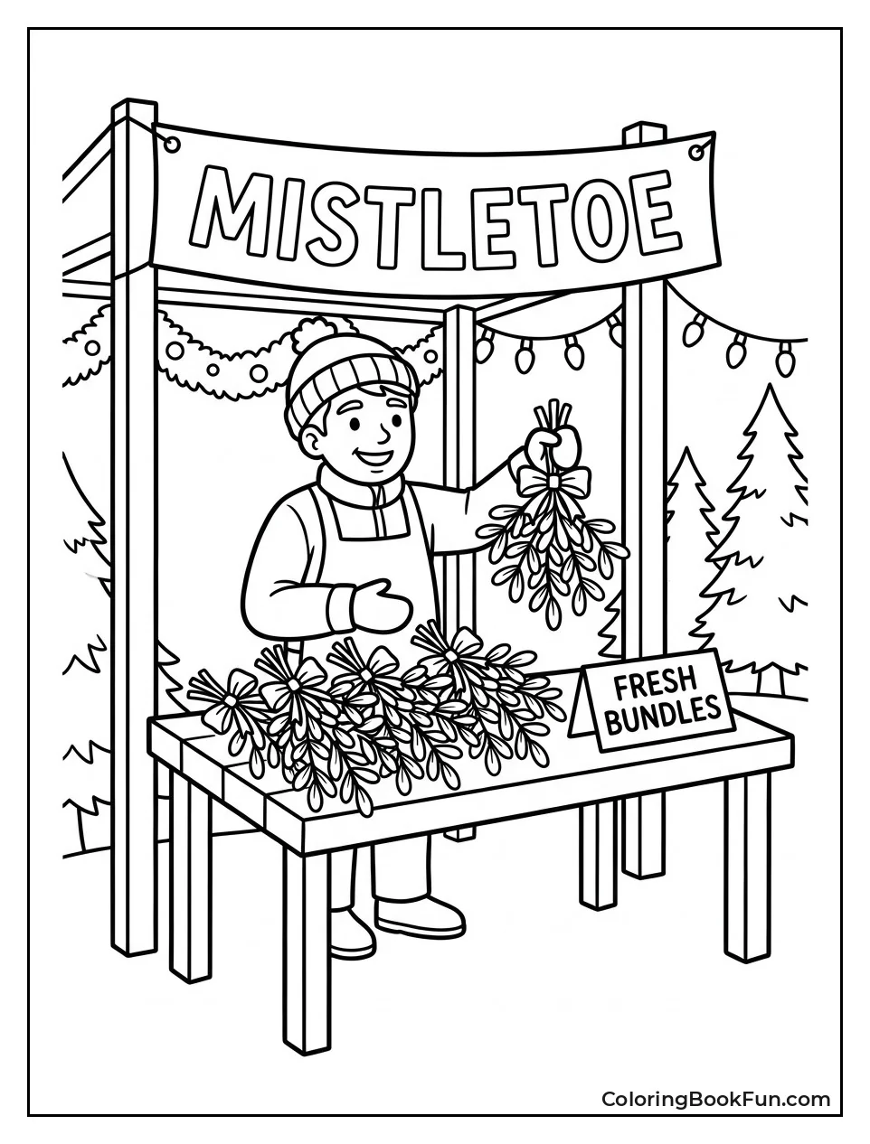 Vendor Selling Mistletoe at Market