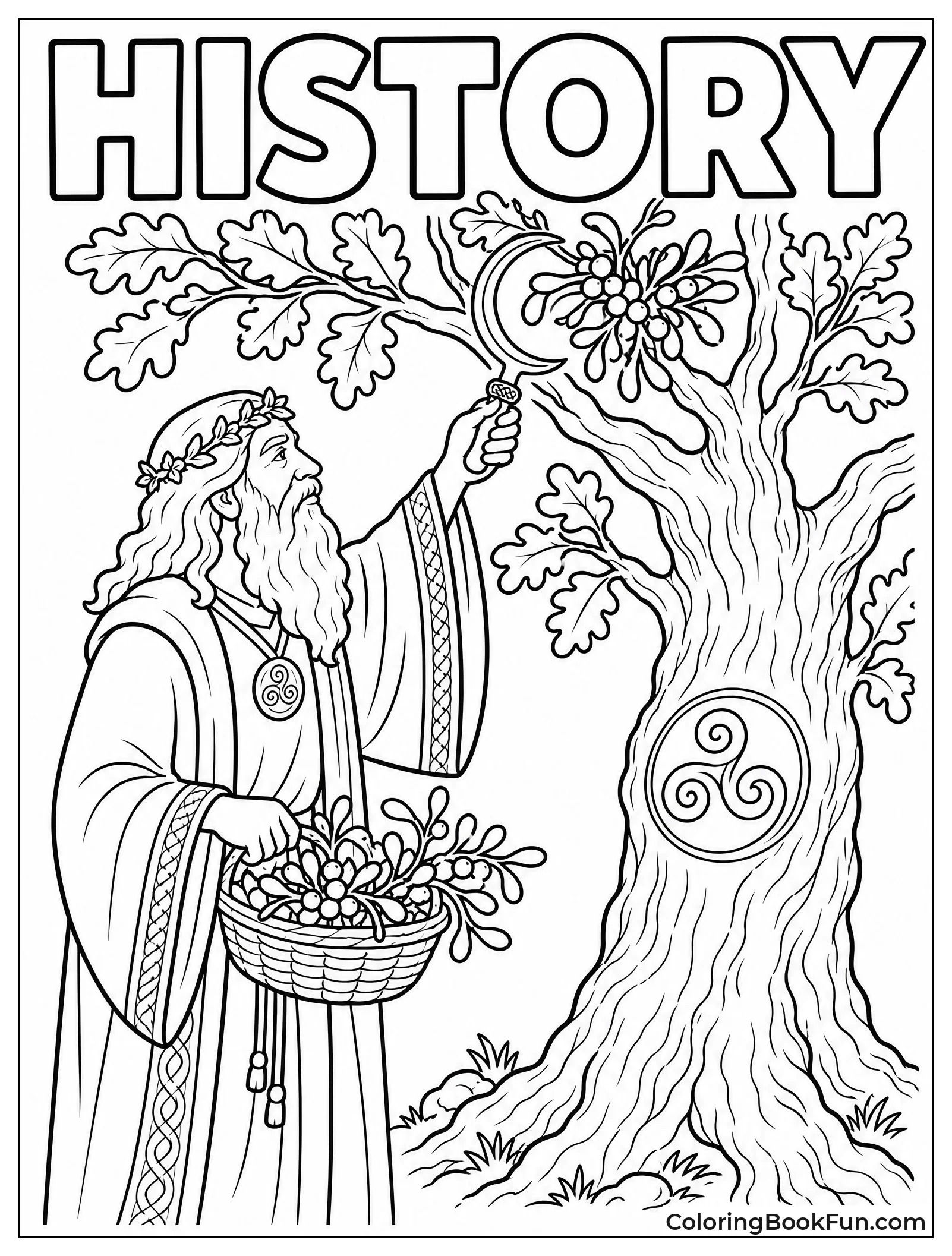Druid Cutting Mistletoe from Oak Tree