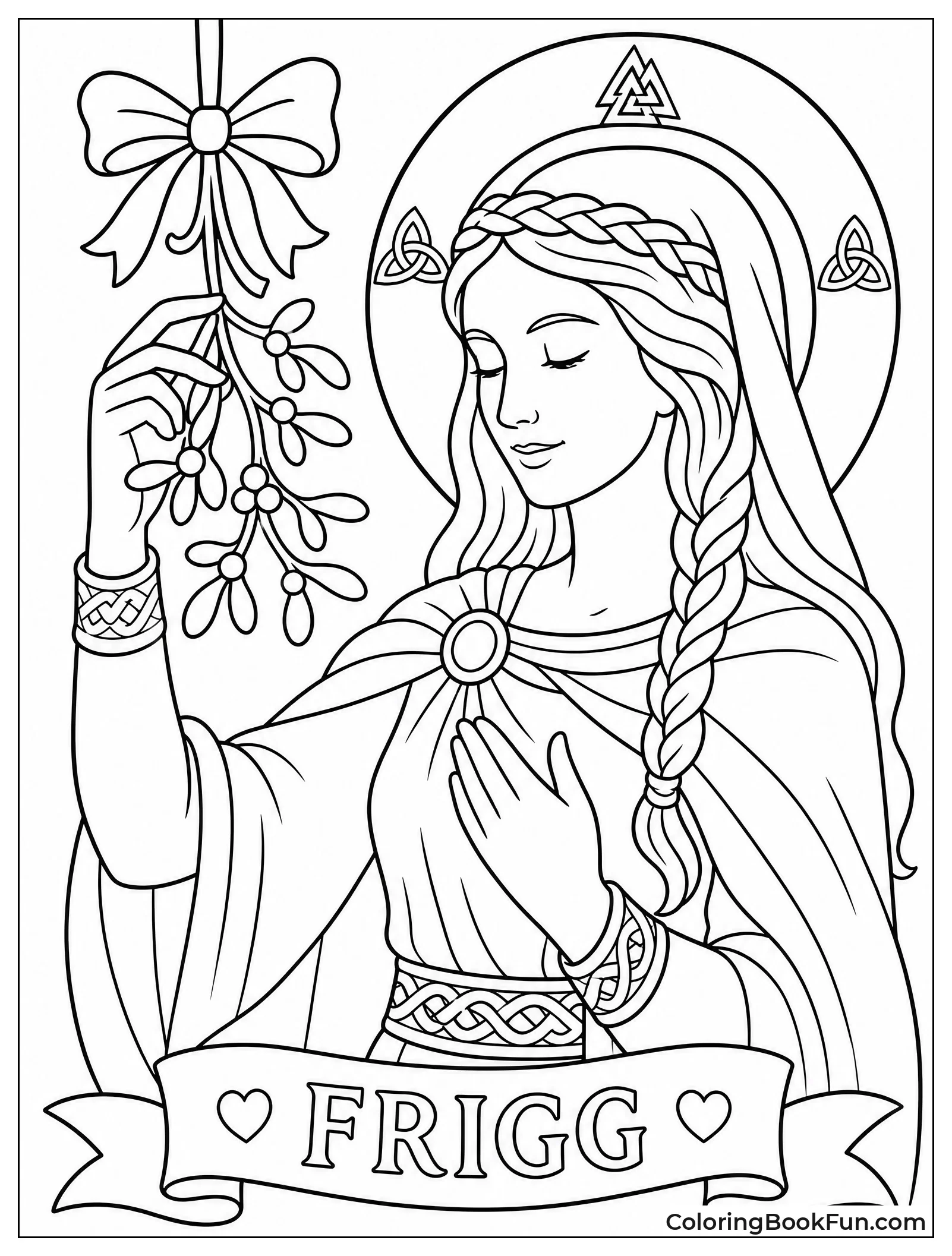 Goddess Frigg Holding Mistletoe Plant