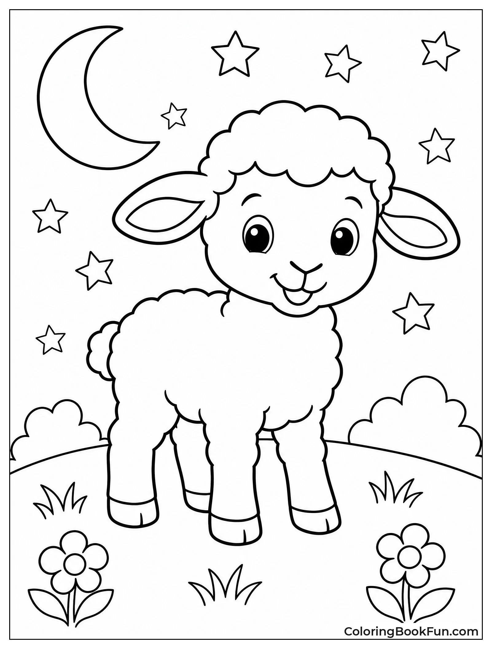 Lamb Silhouette Under Moonlight