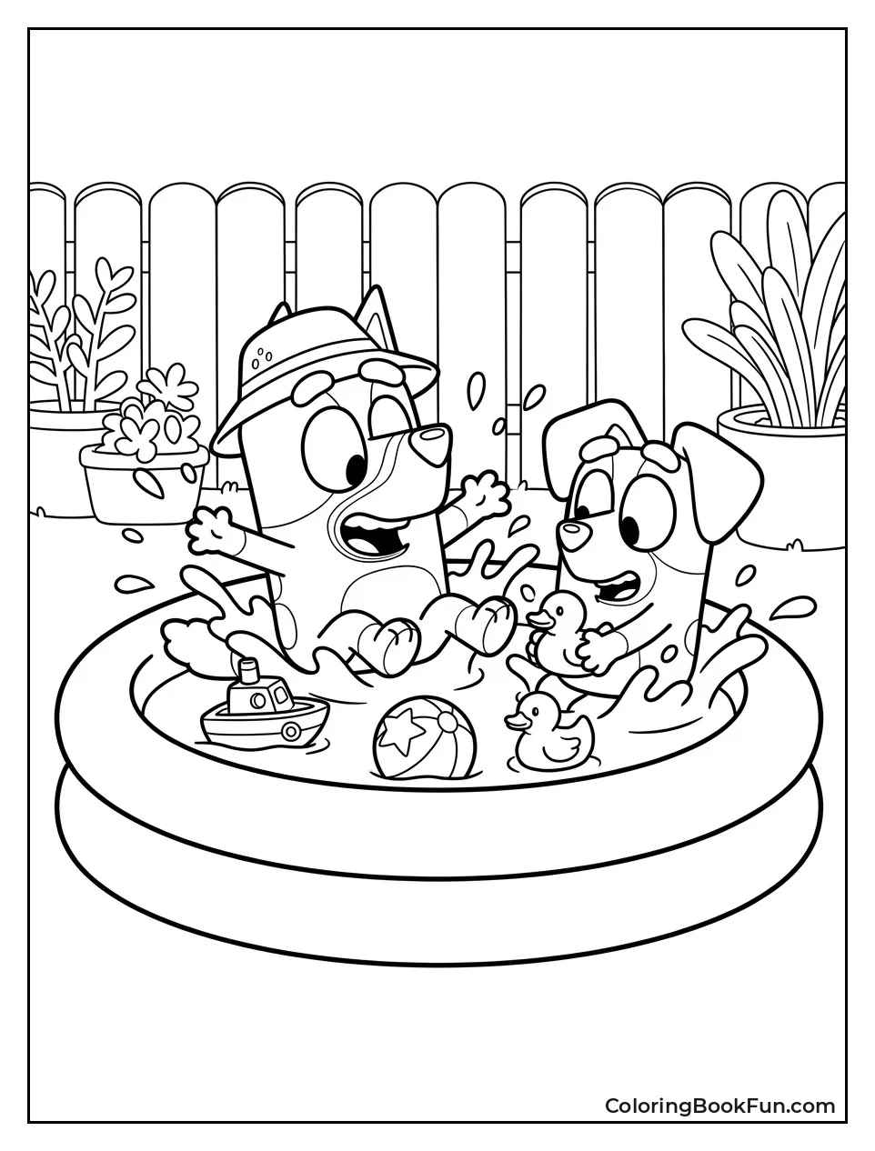Muffin Splashing in Inflatable Pool