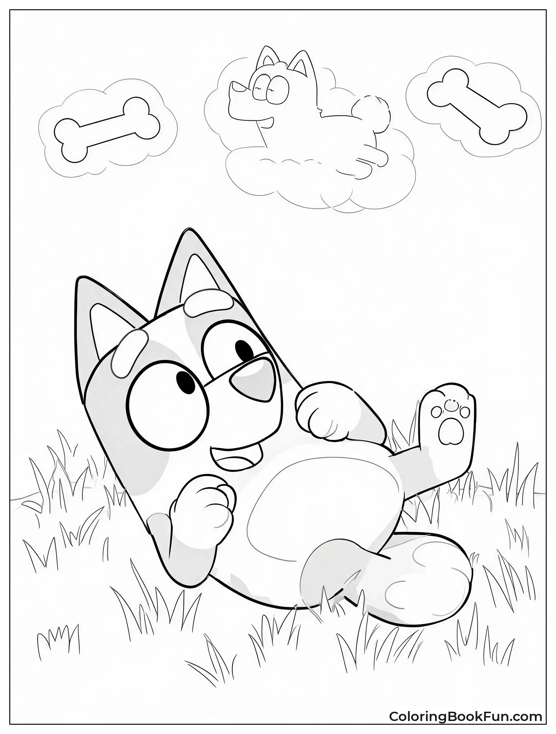 Muffin Watching Clouds in Grass