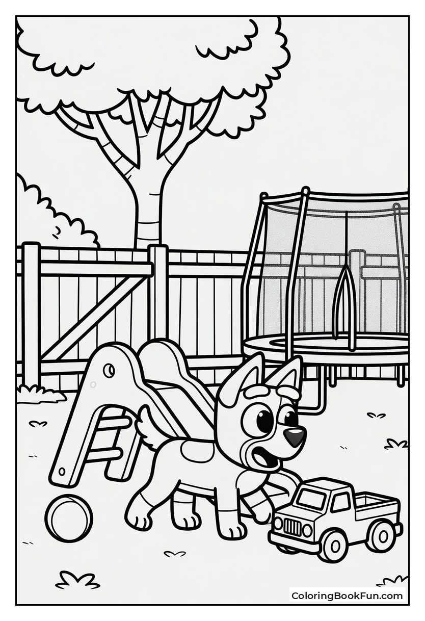 Muffin Playing in Backyard