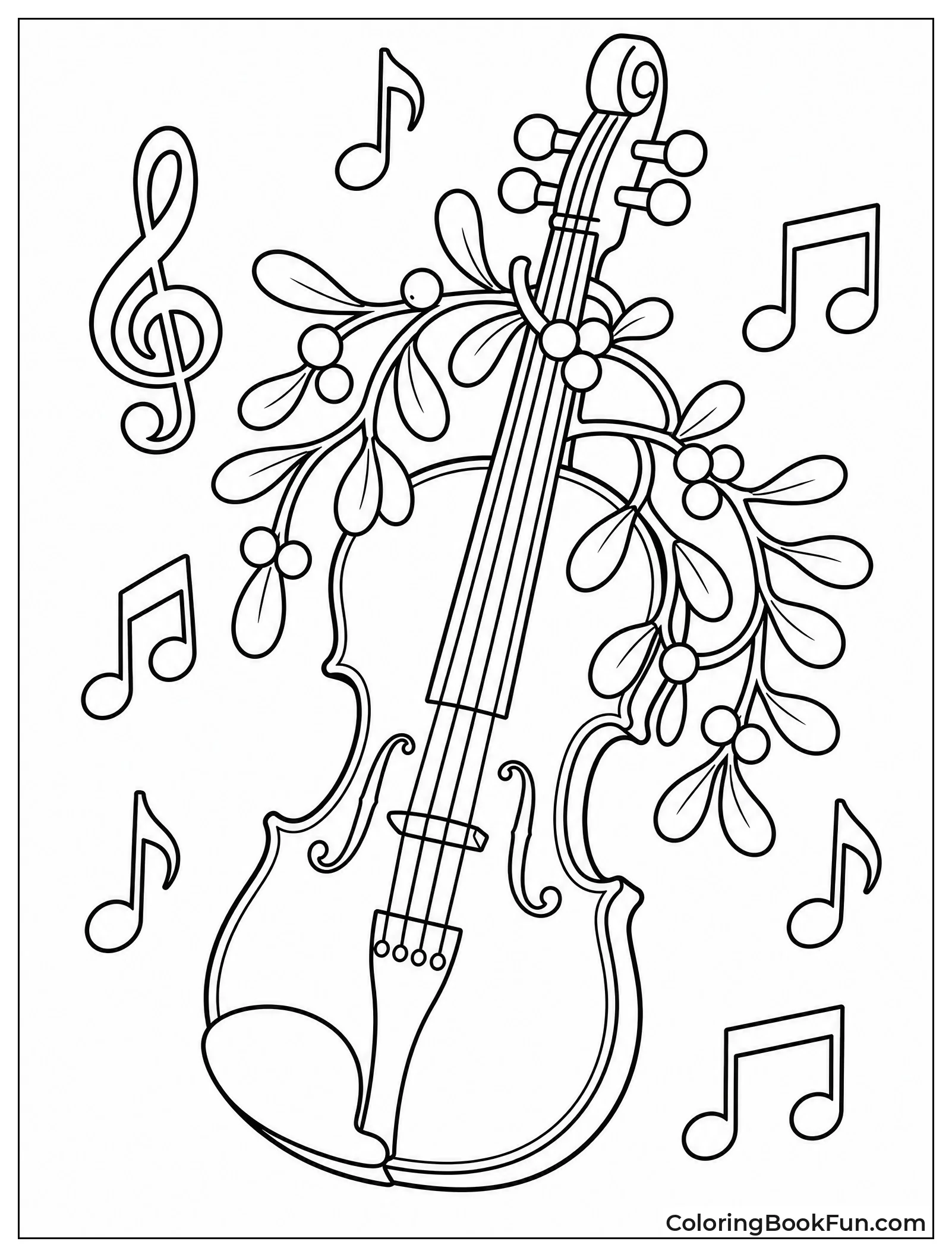 Violin Wrapped with Mistletoe Vines