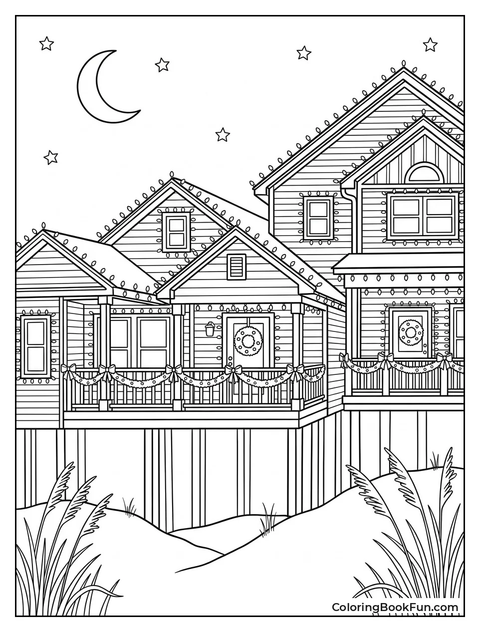 Beach Houses with Christmas Lights