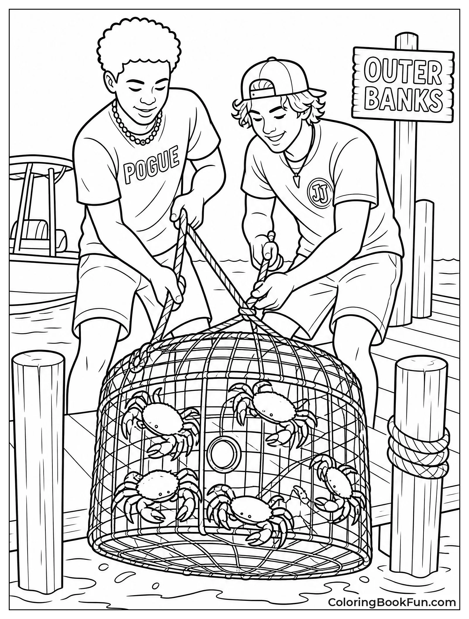 Pope and JJ Crabbing at Dock
