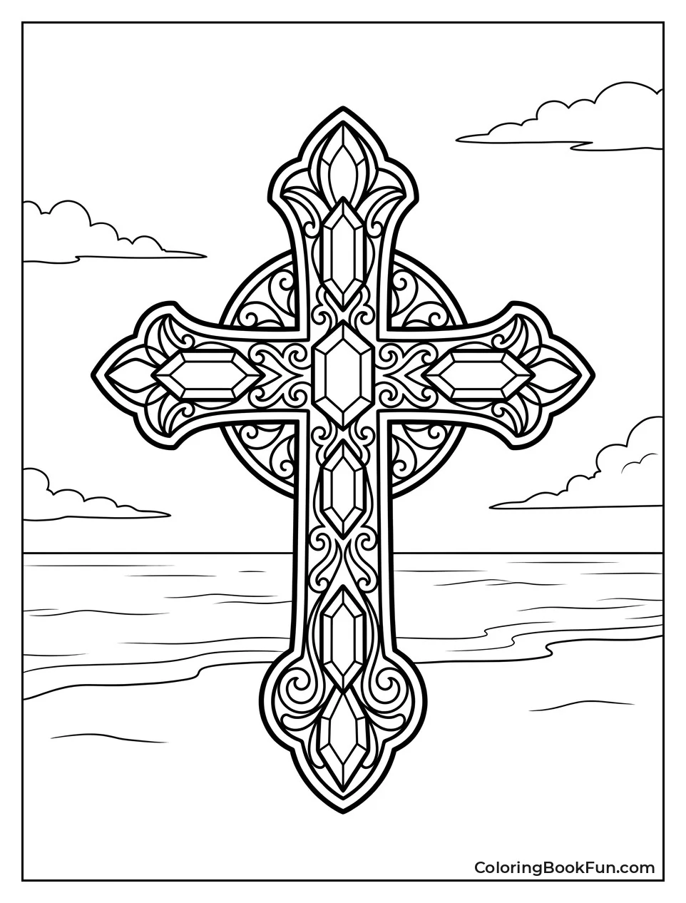 Golden Cross with Gems