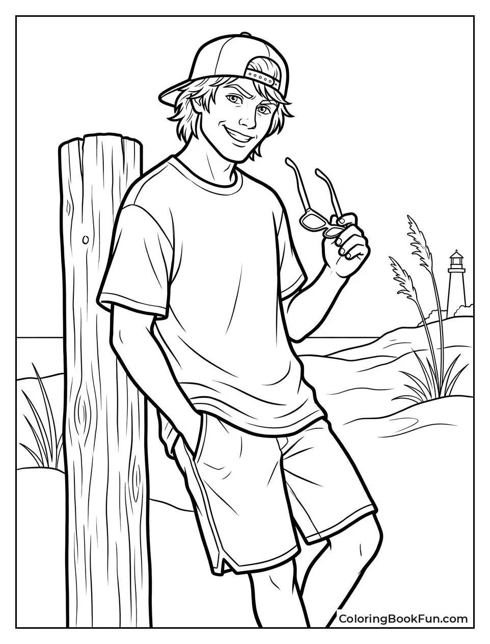JJ Grinning in Beach Clothes