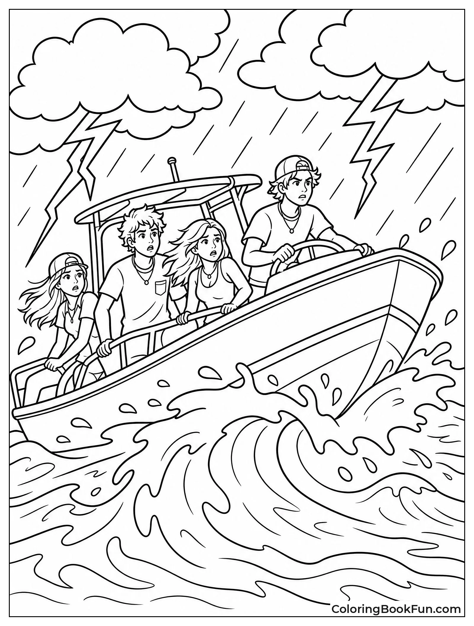 Boat Battling Stormy Waves