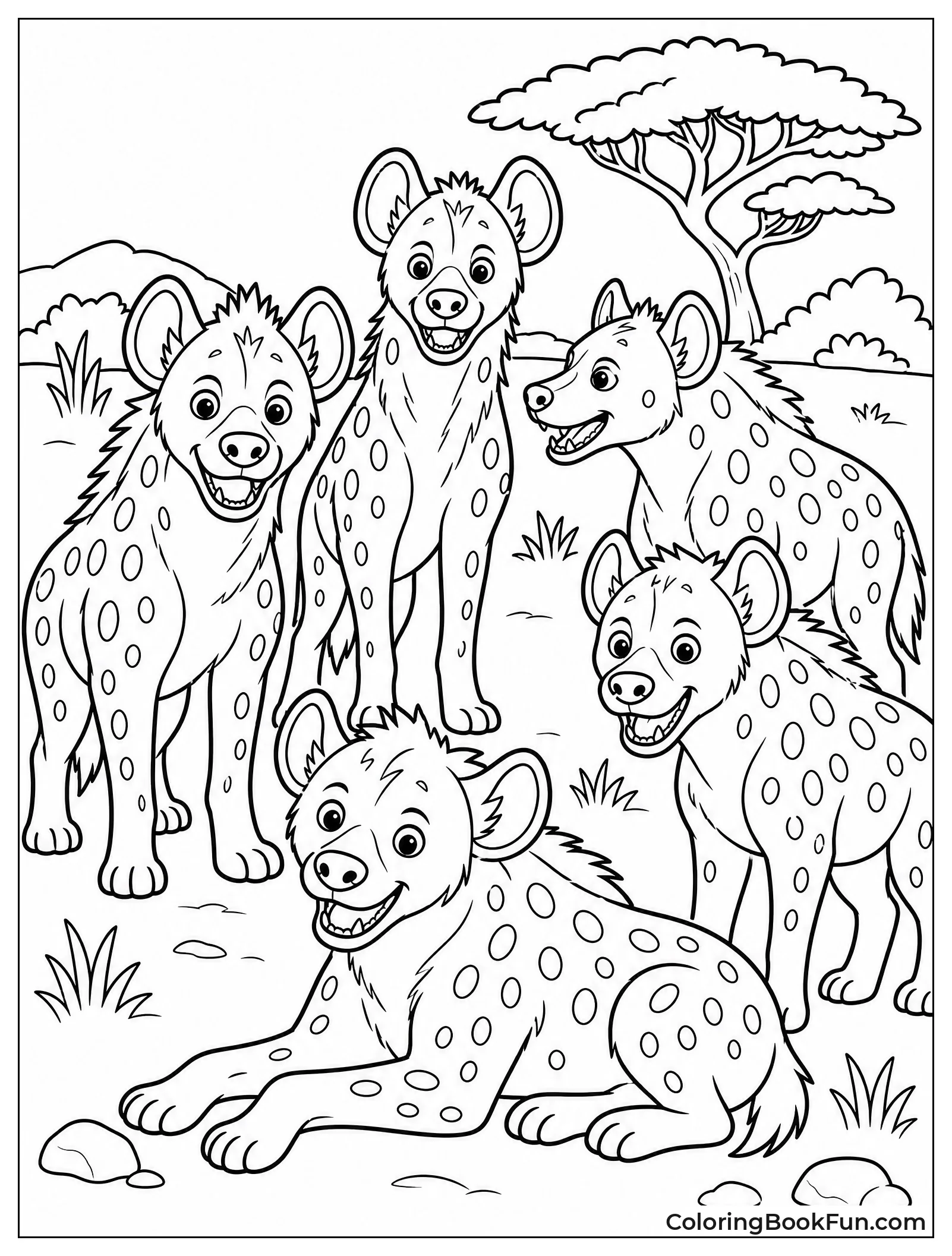 Group of Hyenas in Wild