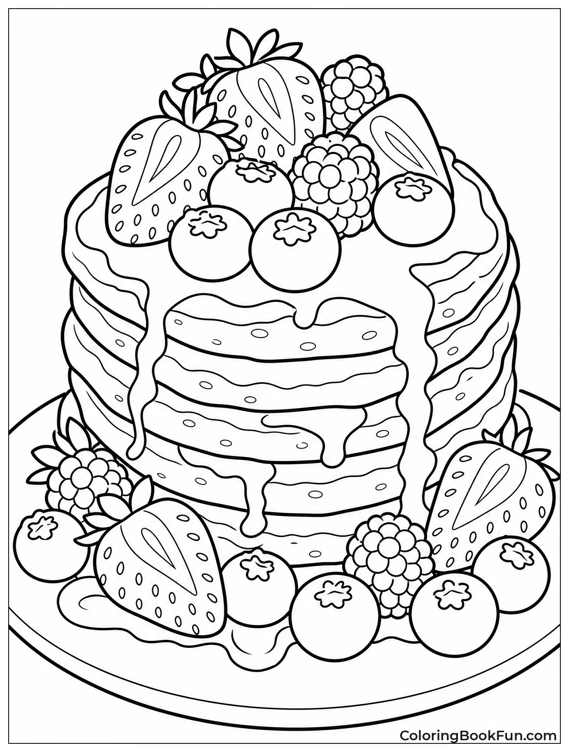 Pancakes Covered in Fresh Berries