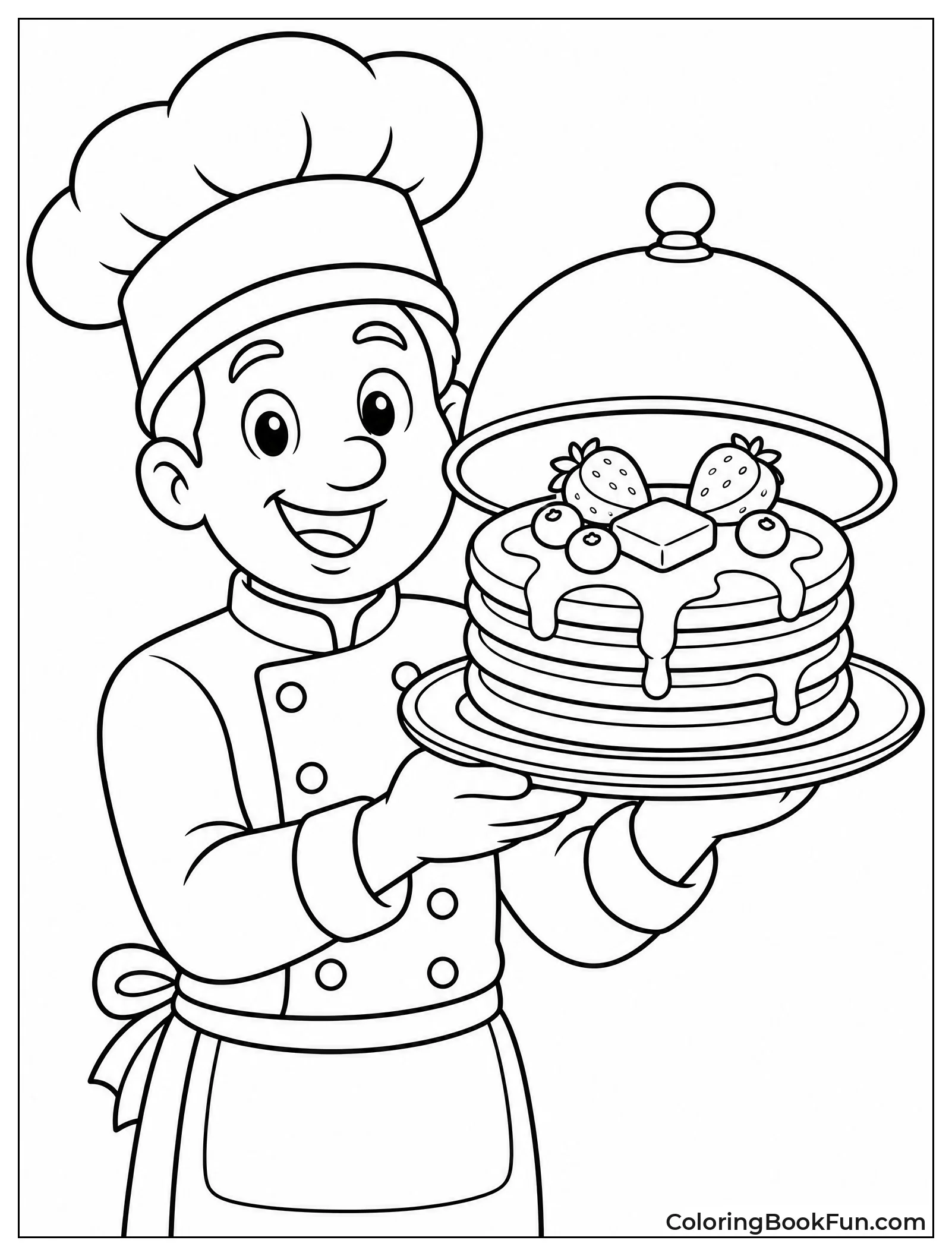 Chef Serving Pancakes on Platter