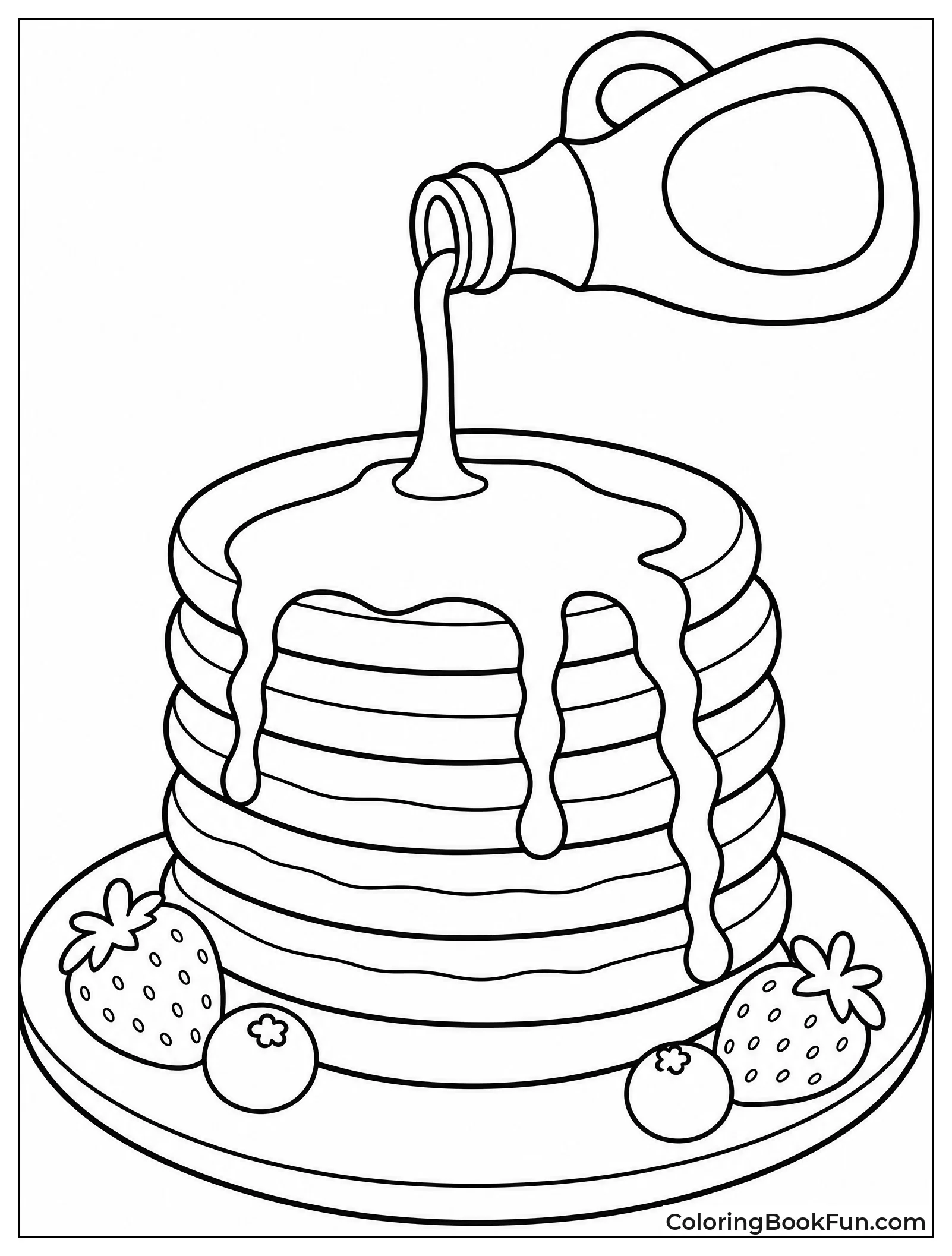 Syrup Pouring Over Pancake Stack