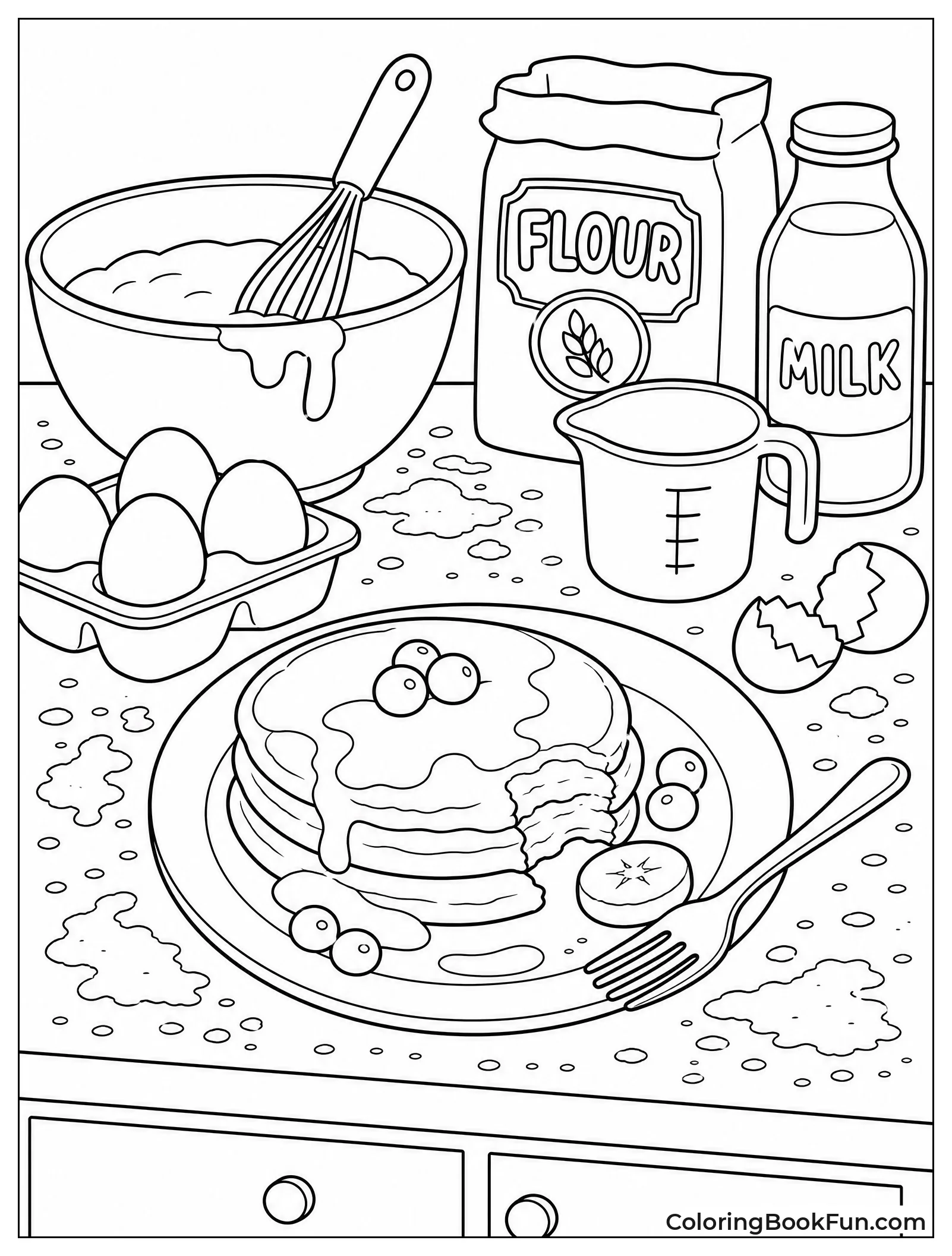 Messy Kitchen After Making Pancakes