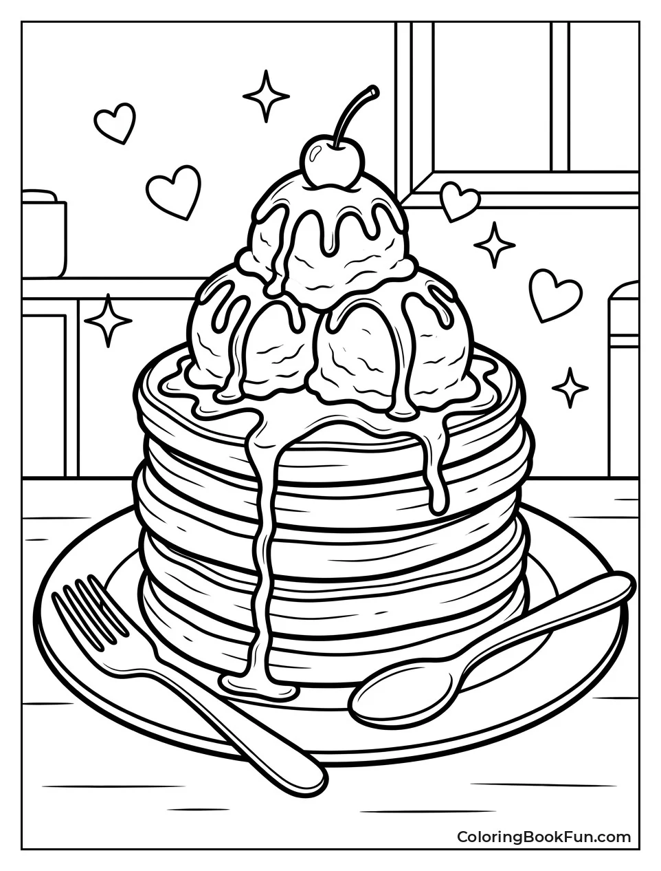 Pancakes Topped with Ice Cream