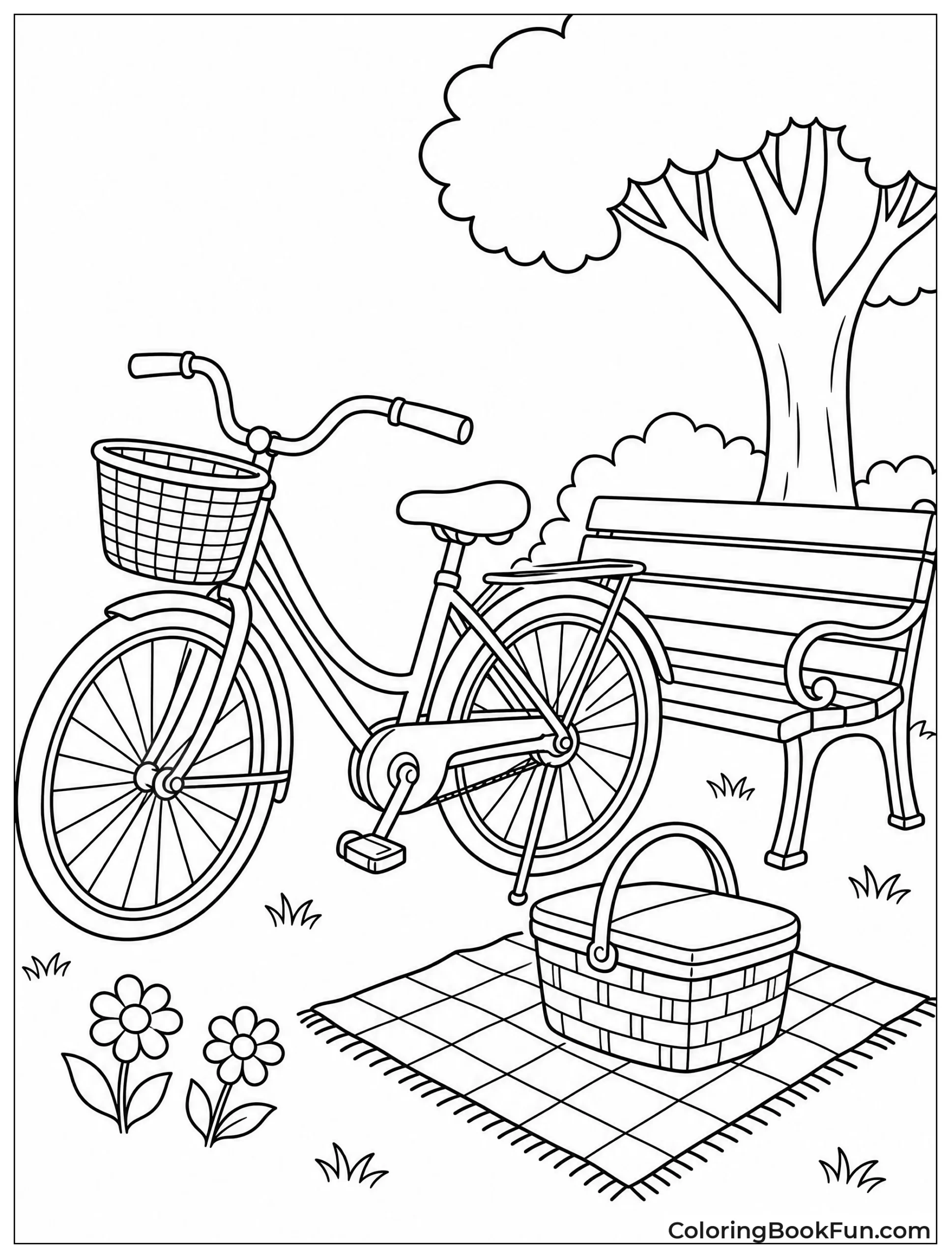 Bike Parked by Picnic Bench