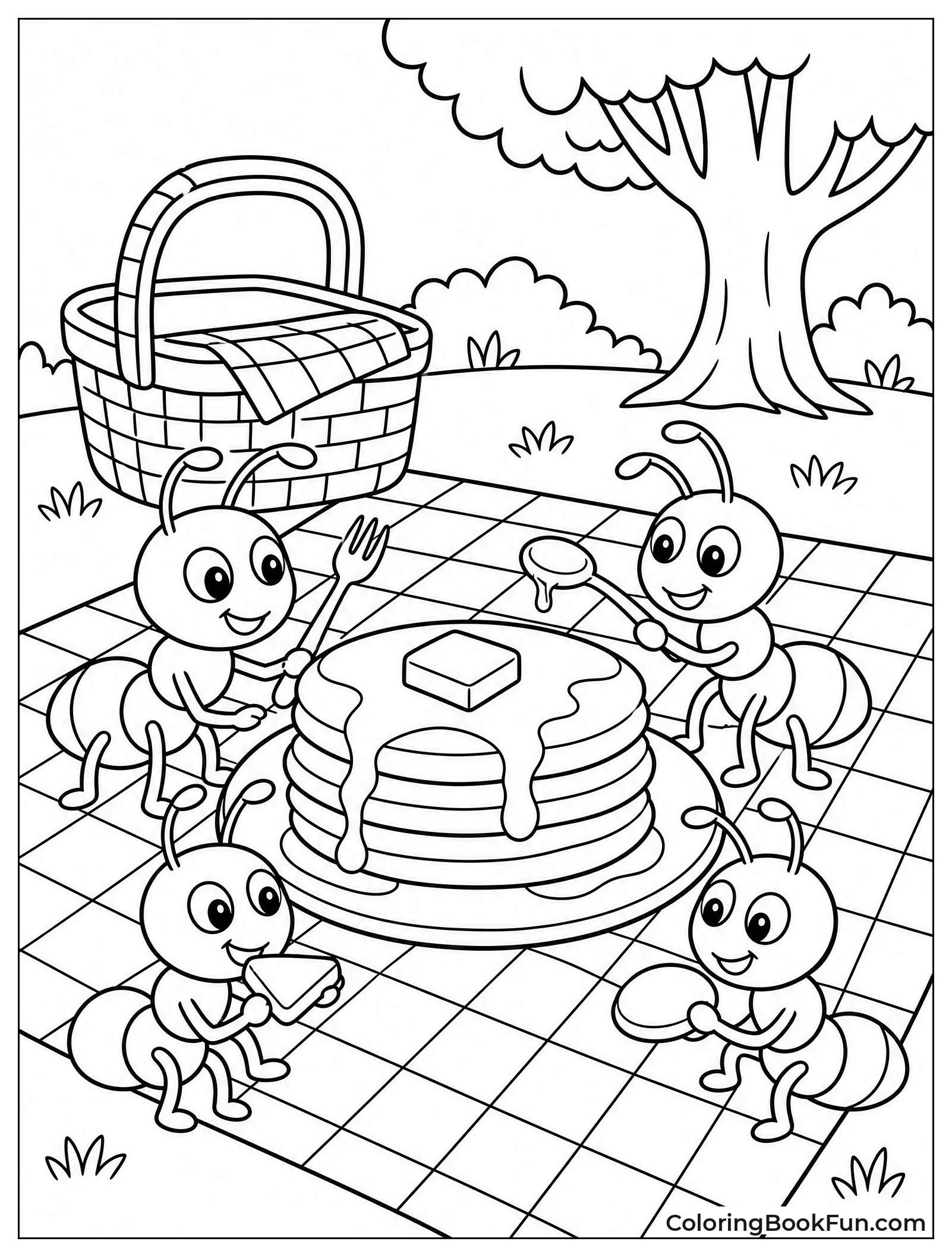 Ants Enjoying Pancakes at Picnic