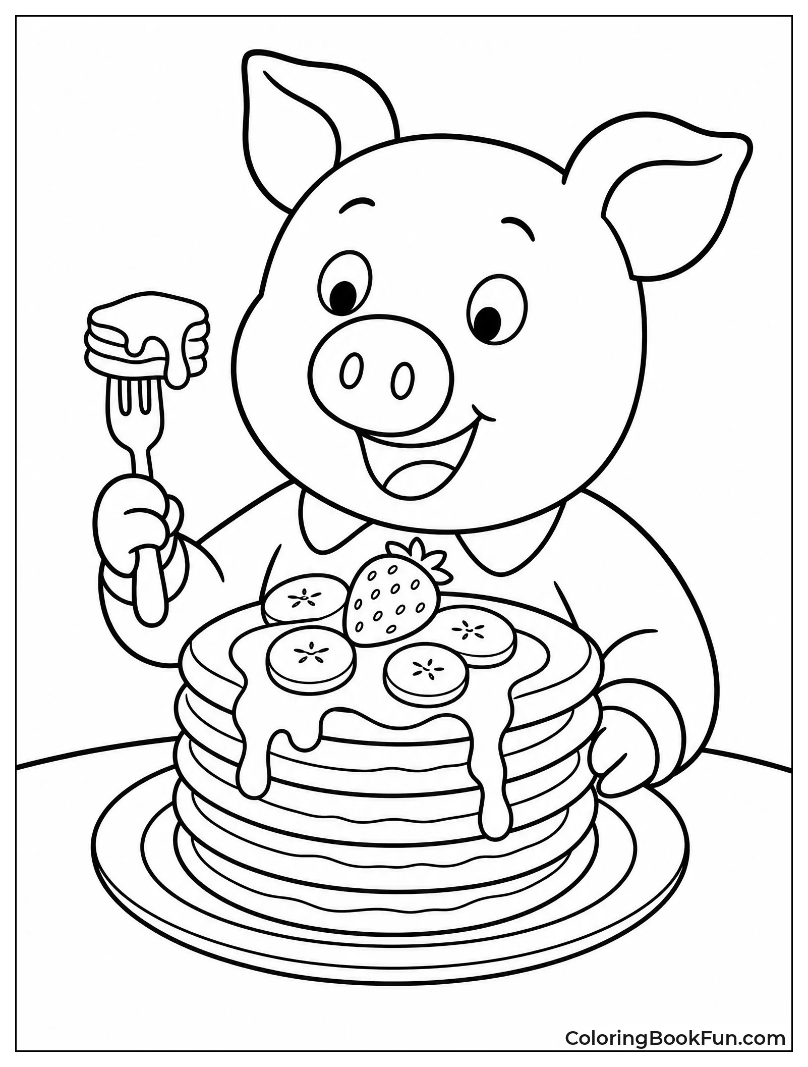 Pig Holding a Stack of Pancakes