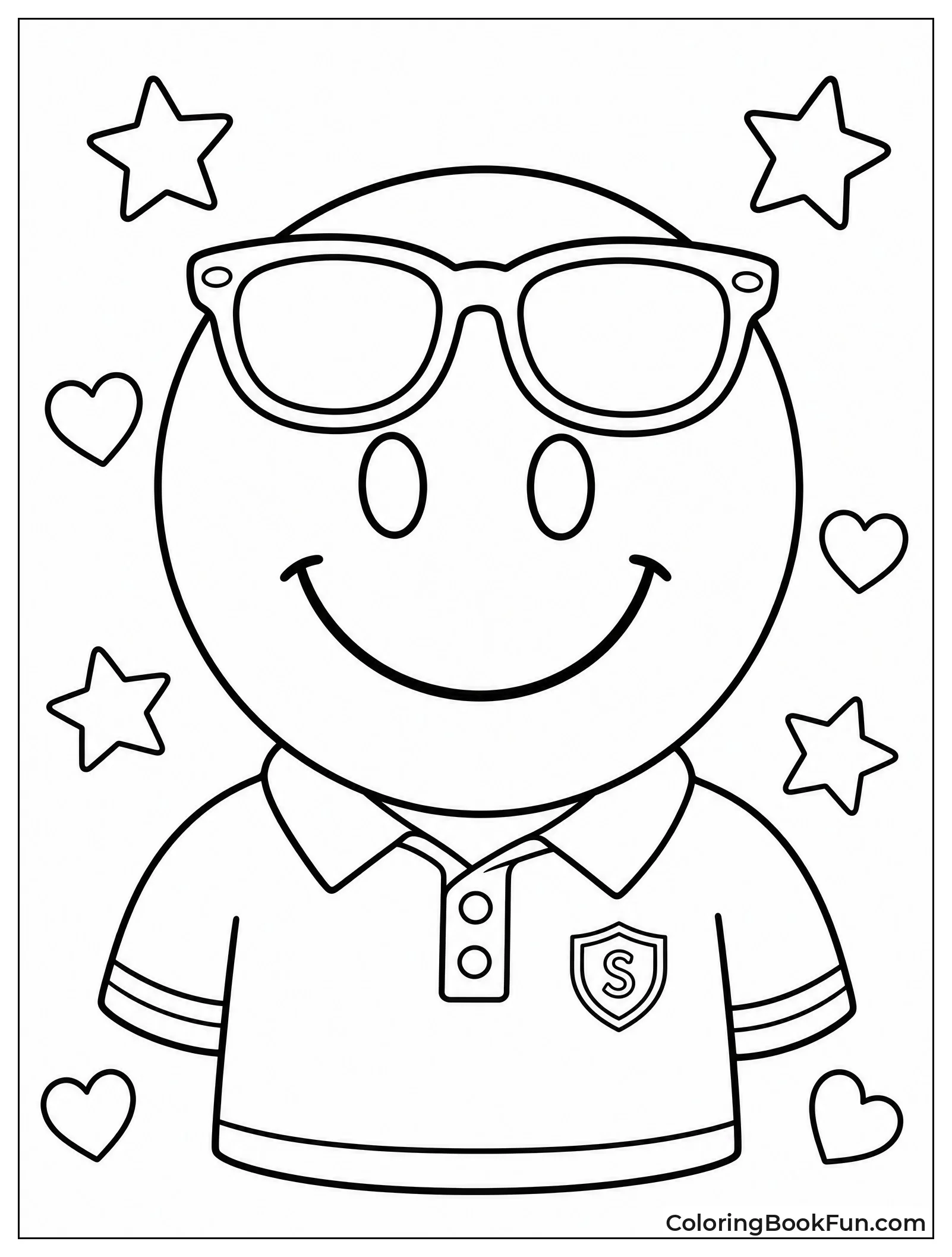 Preppy Smiley Wearing Cool Sunglasses