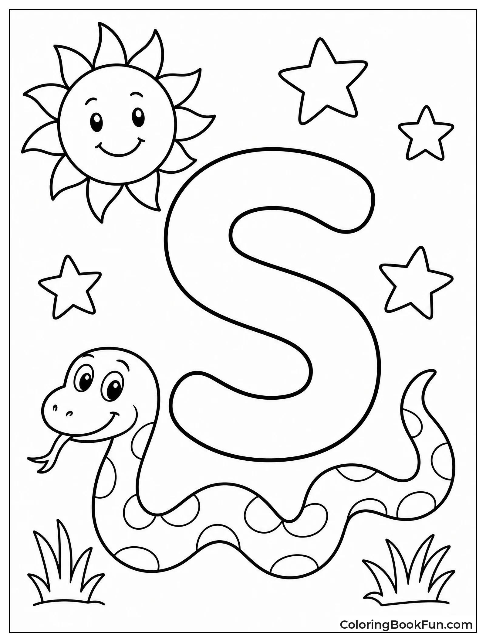 Large S with Sun and Snake