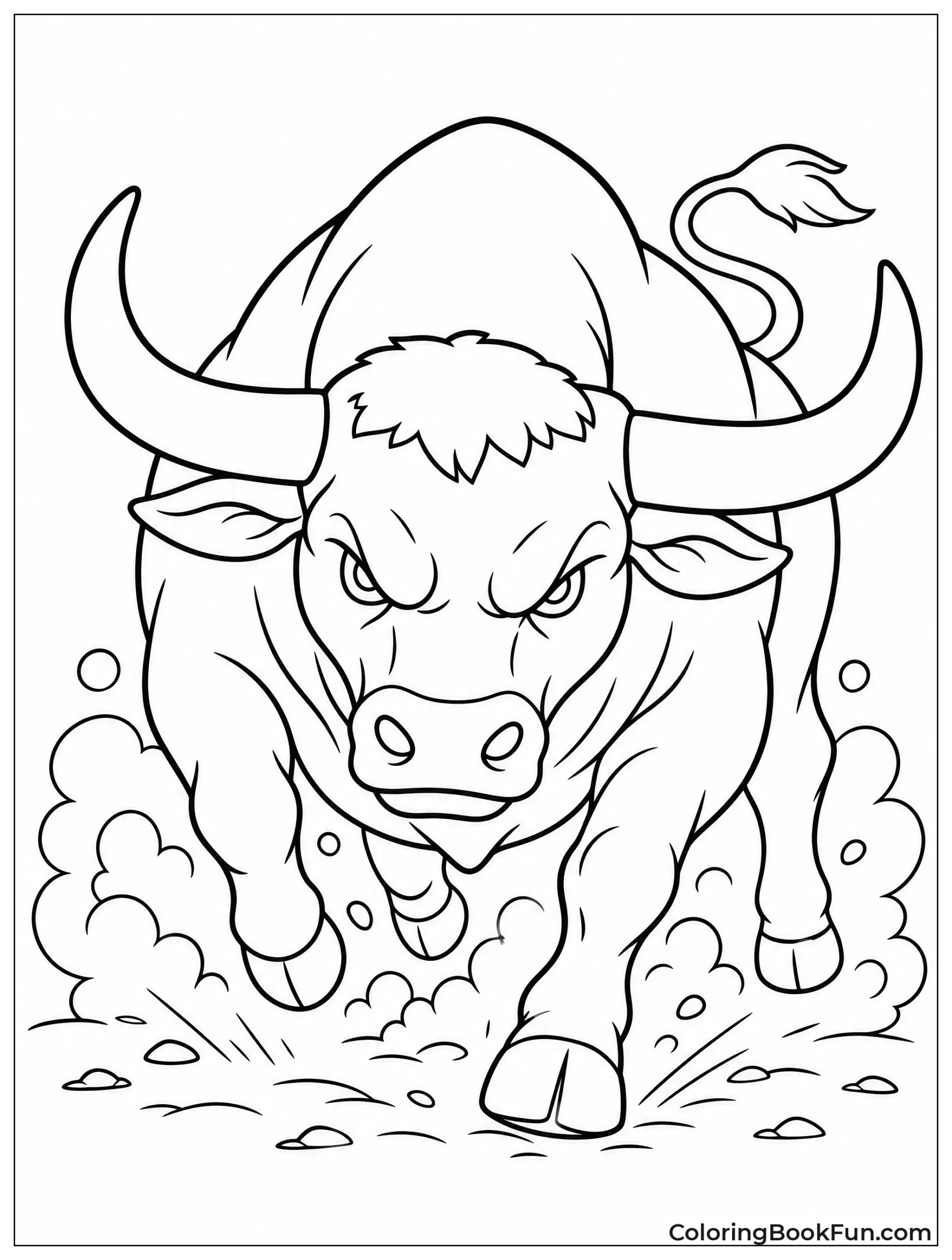 Bull Charging Through Dust