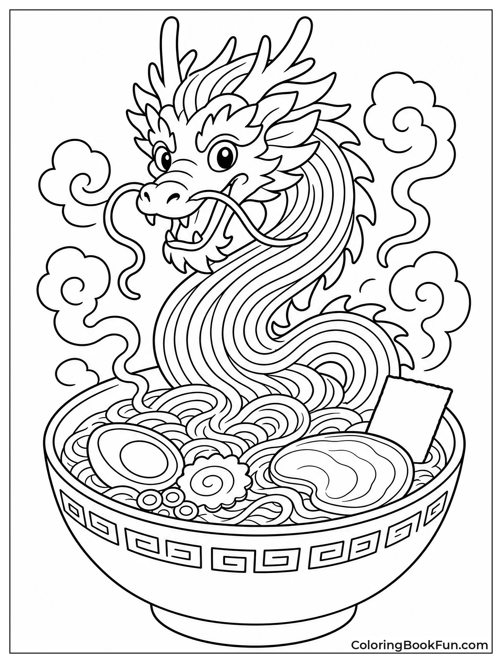 Dragon Made of Noodles in Bowl