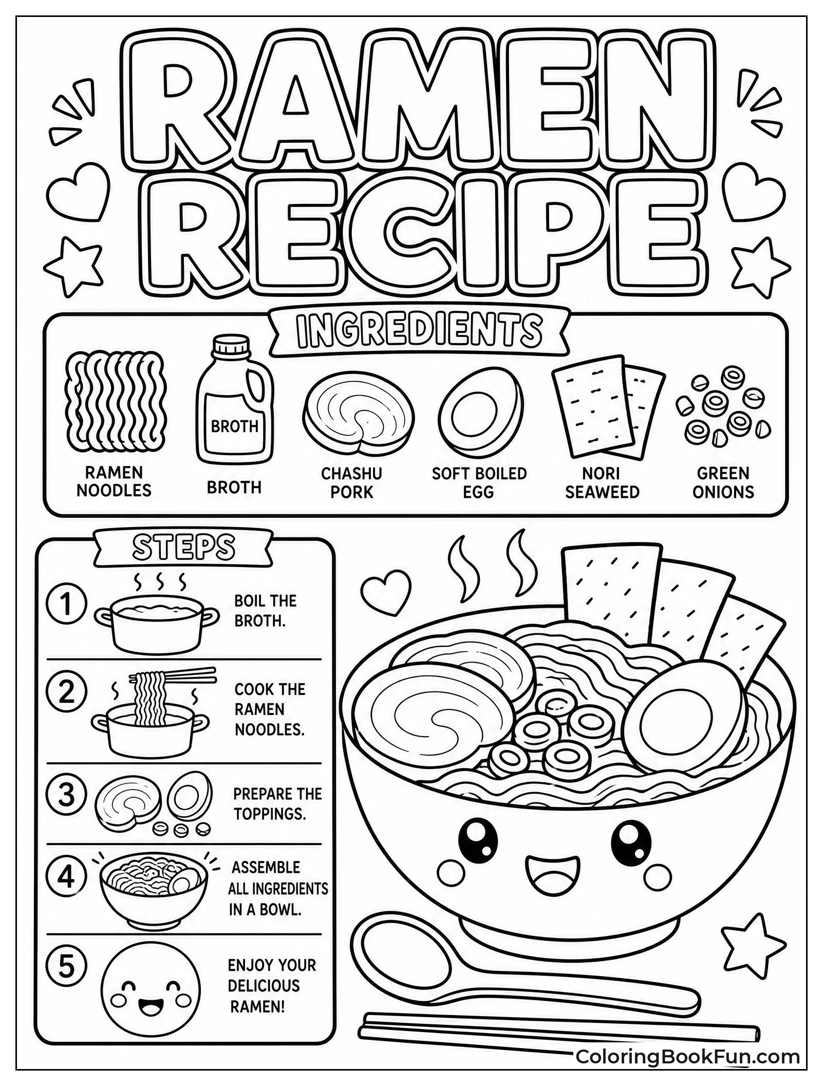 Ramen Recipe Card with Steps