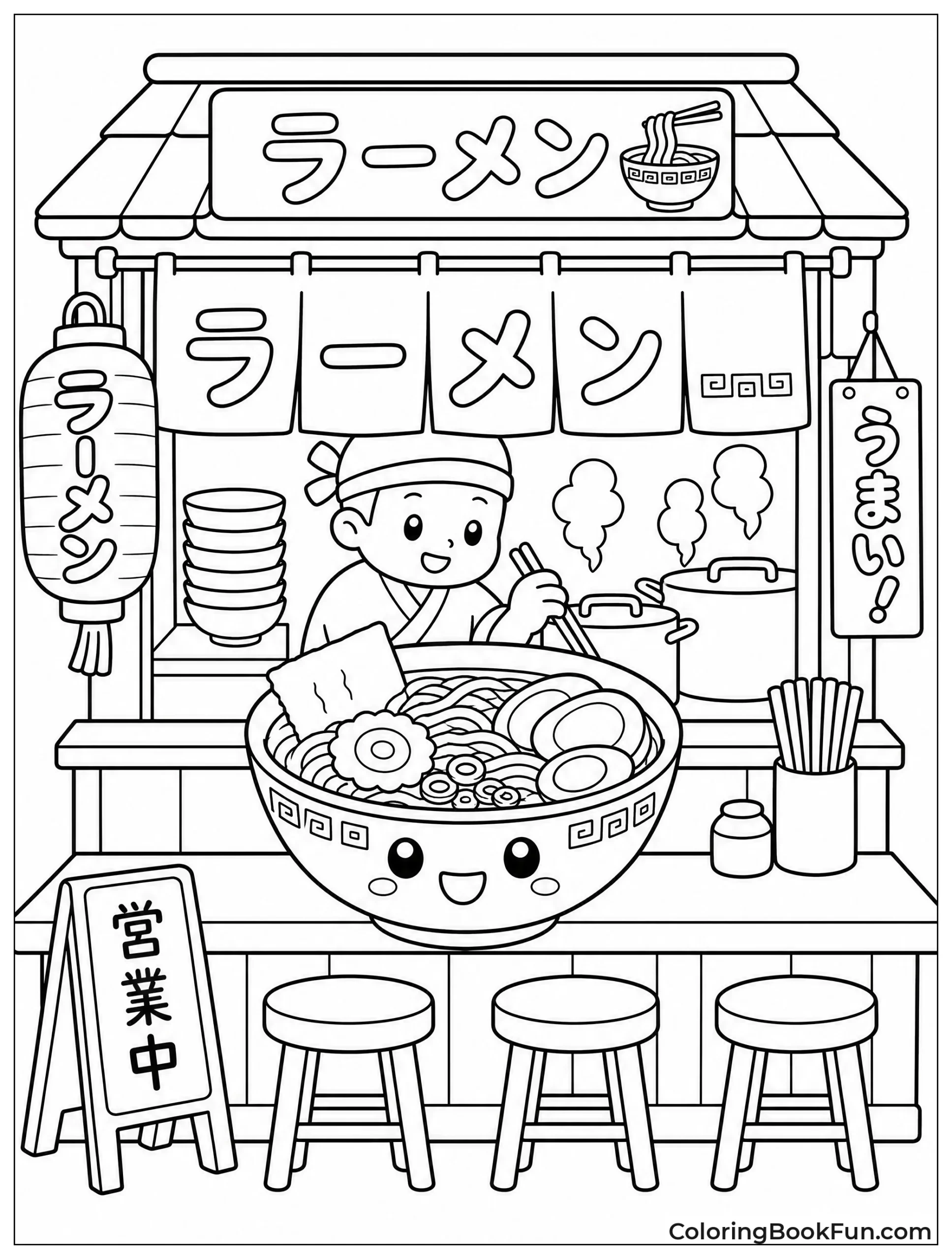 Cozy Stall with Steaming Pots