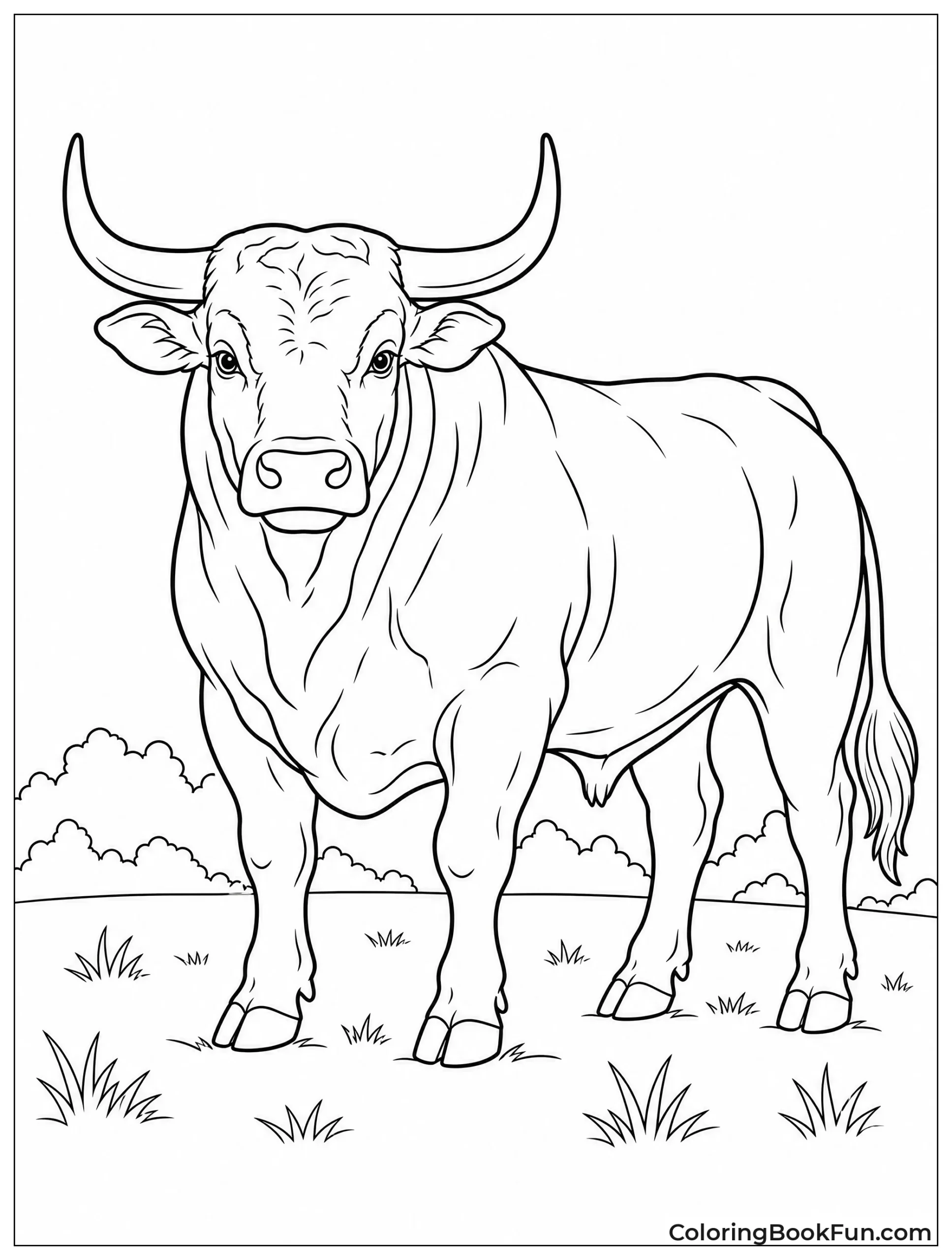Lifelike Bull Stands in Field