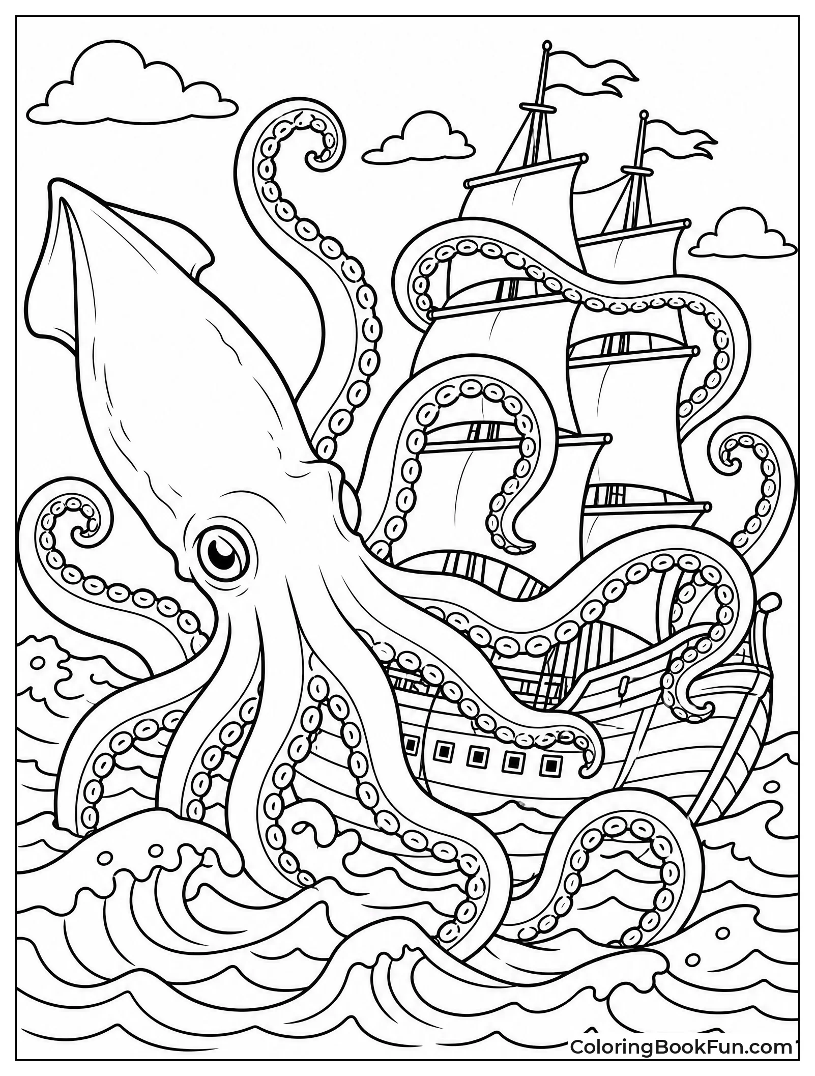Realistic Kraken Rests in Ocean