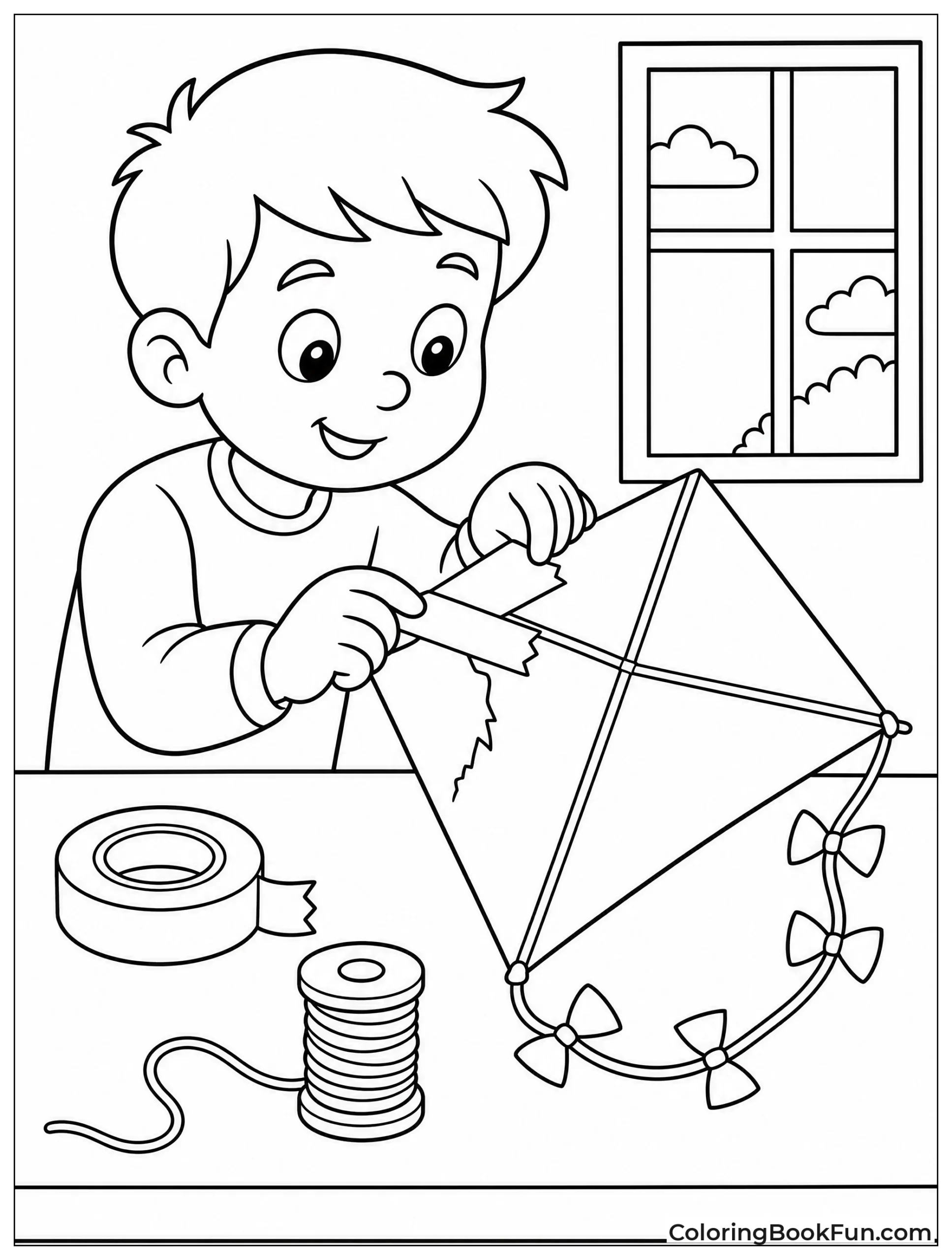 Fixing Kite with Colorful Tape