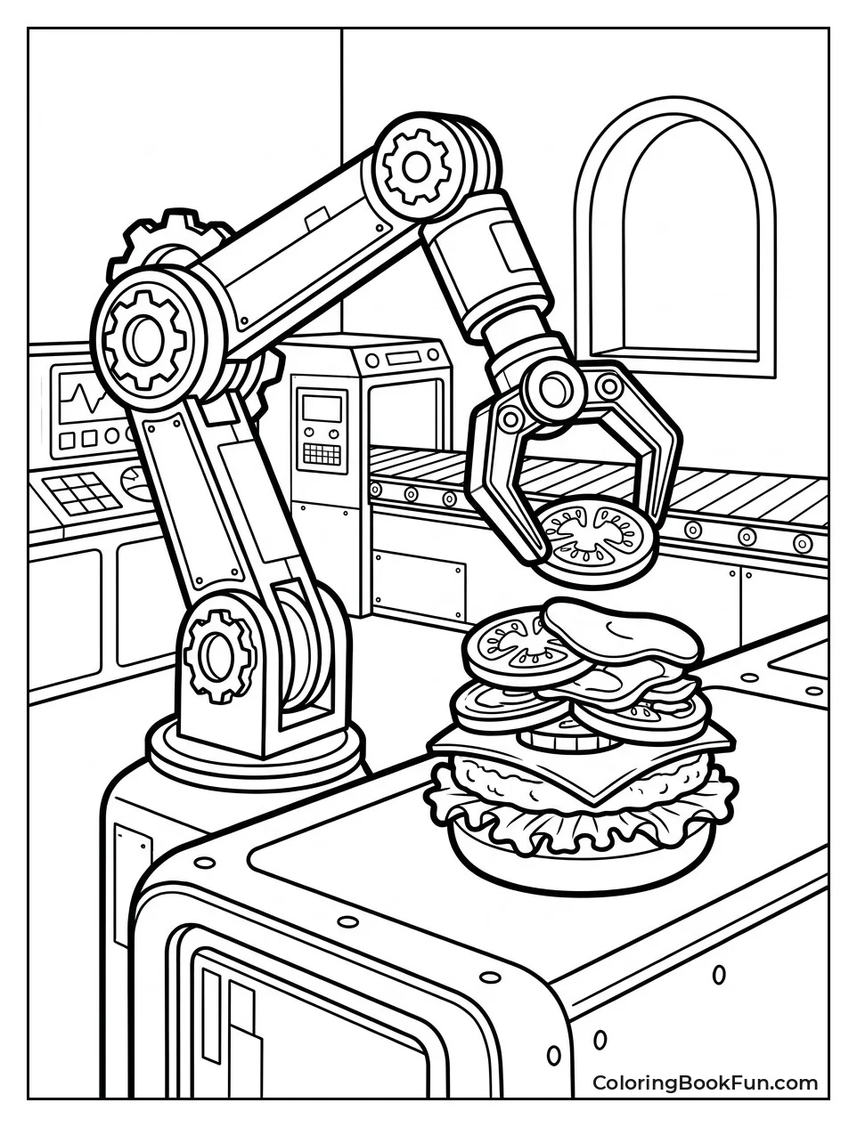 Robot Arm Building a Burger