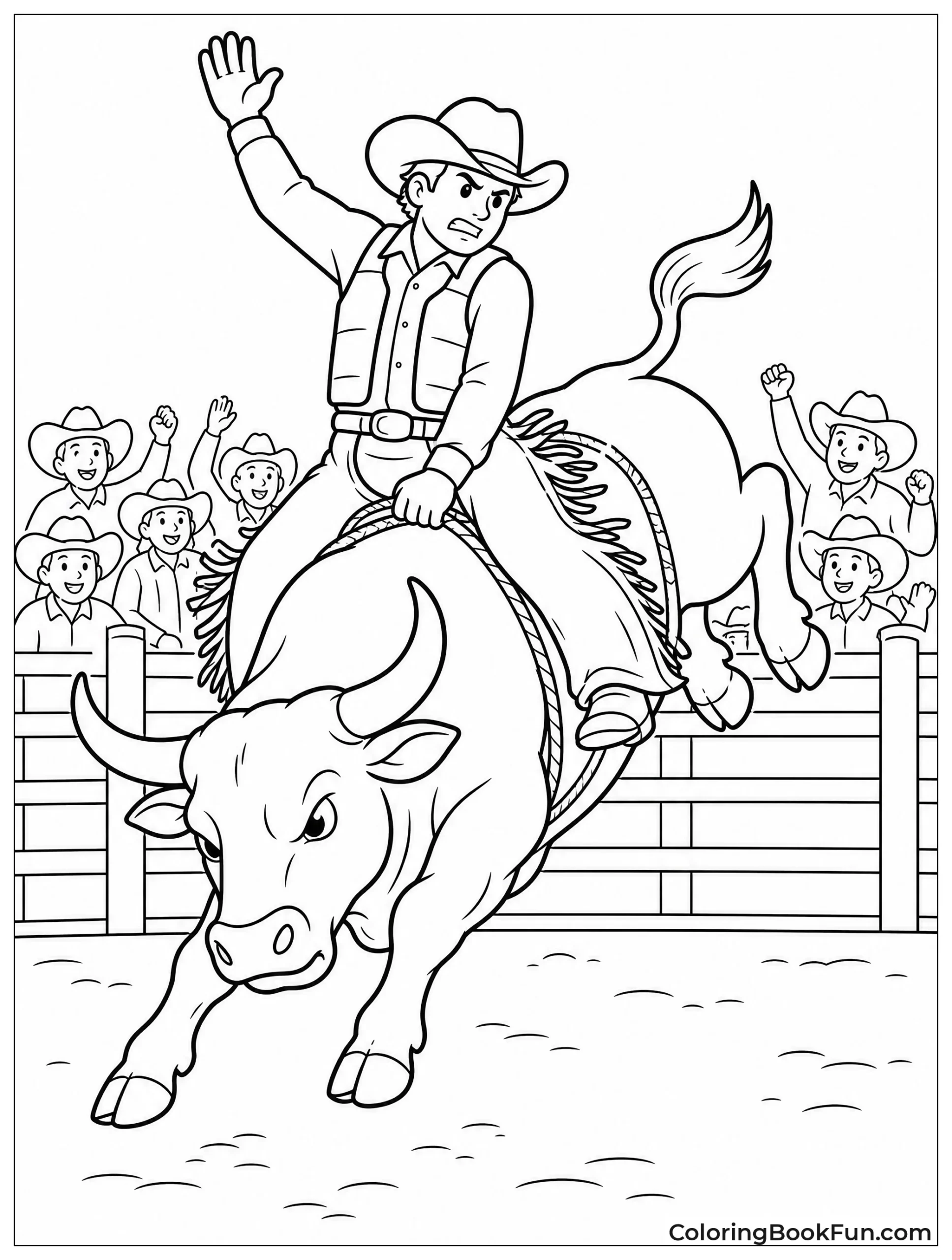 Cowboy Riding Bucking Bull
