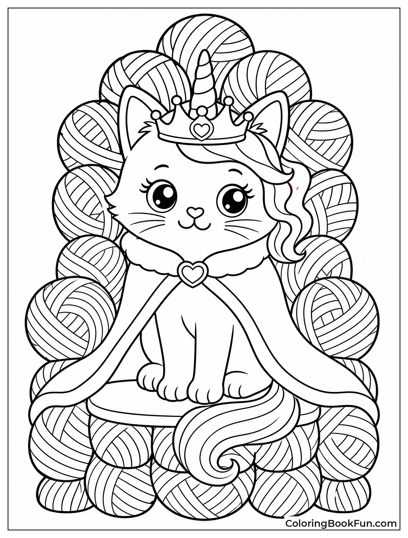 Queen Kittycorn on Yarn Throne